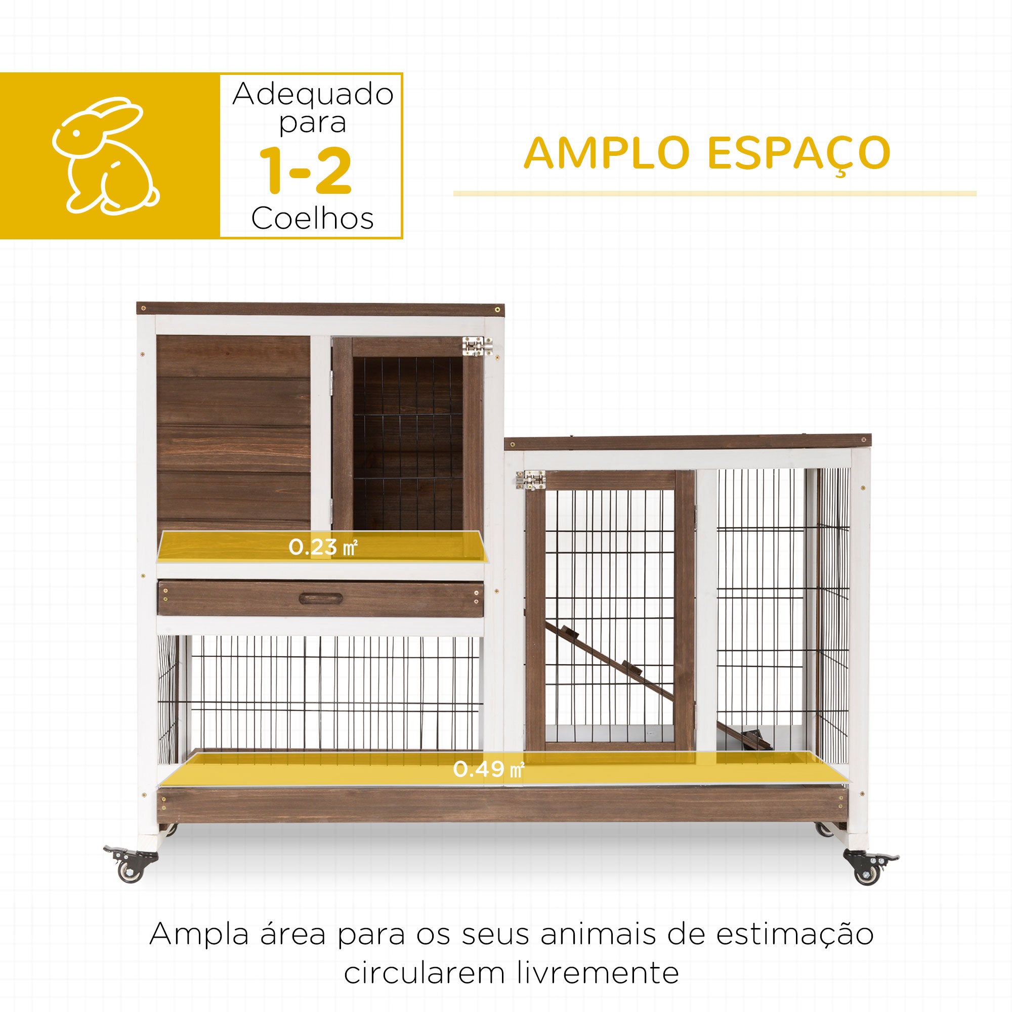 Gaiola para Animais Pequenos 110x50x86cm - Marrom