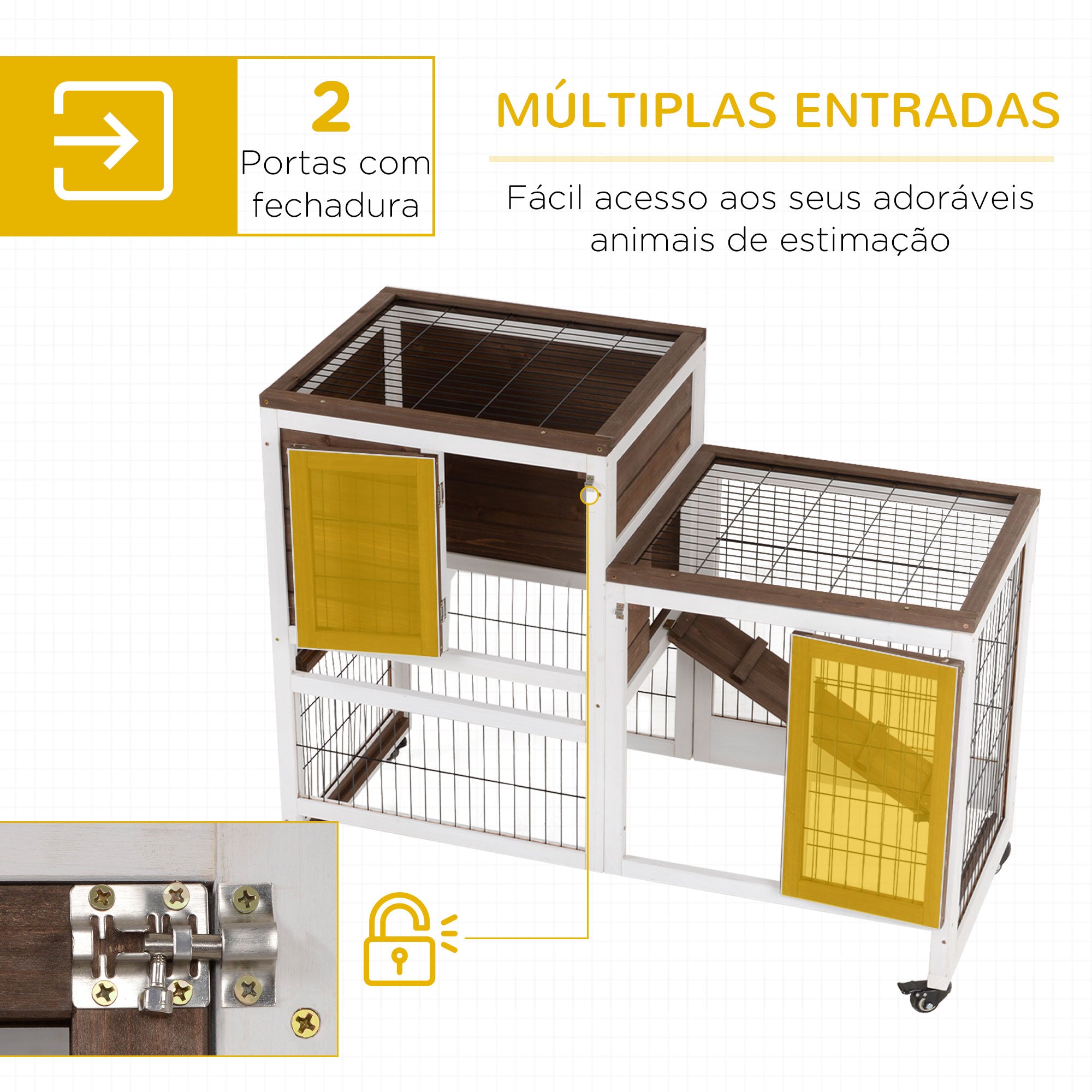 Gaiola para Animais Pequenos 110x50x86cm - Marrom