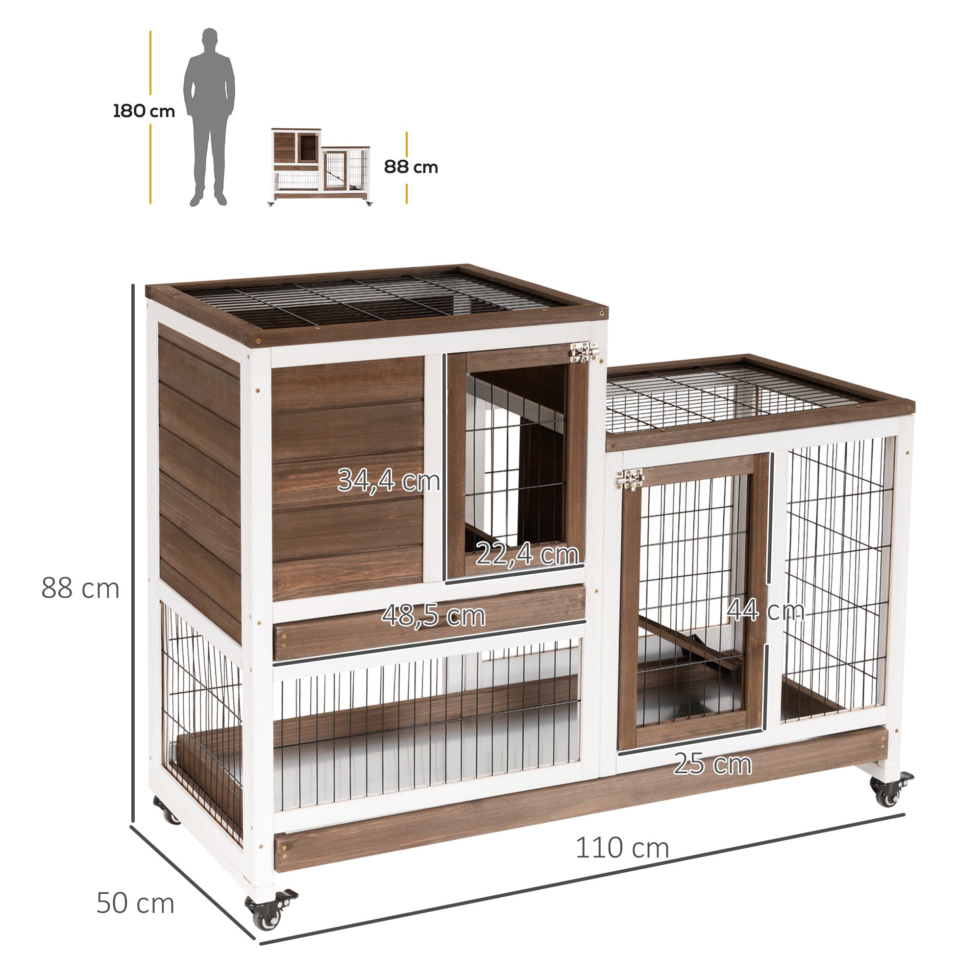 Gaiola para Animais Pequenos 110x50x86cm - Marrom