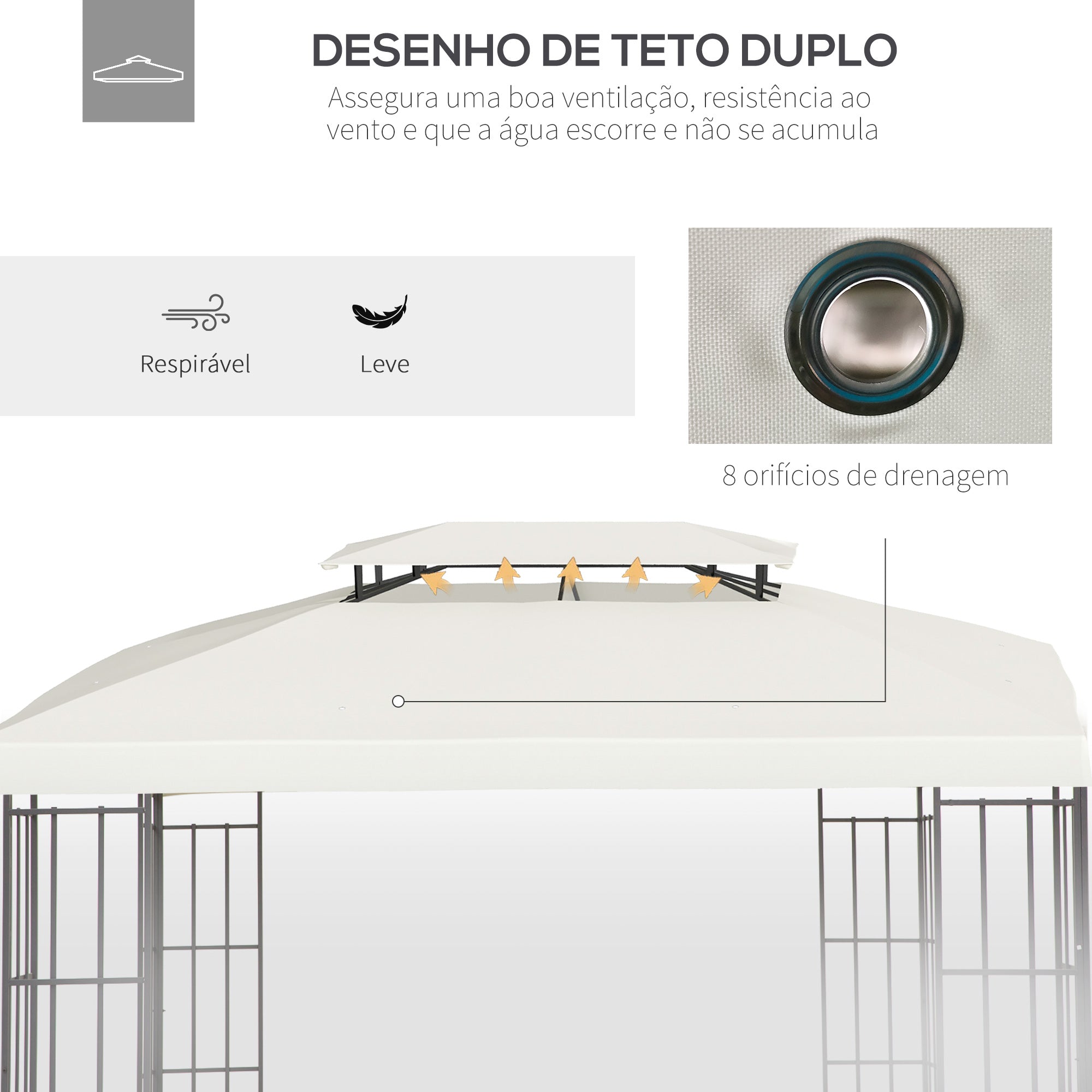 Toldo de Substituição Bege 393x294cm para Pérgola de Jardim