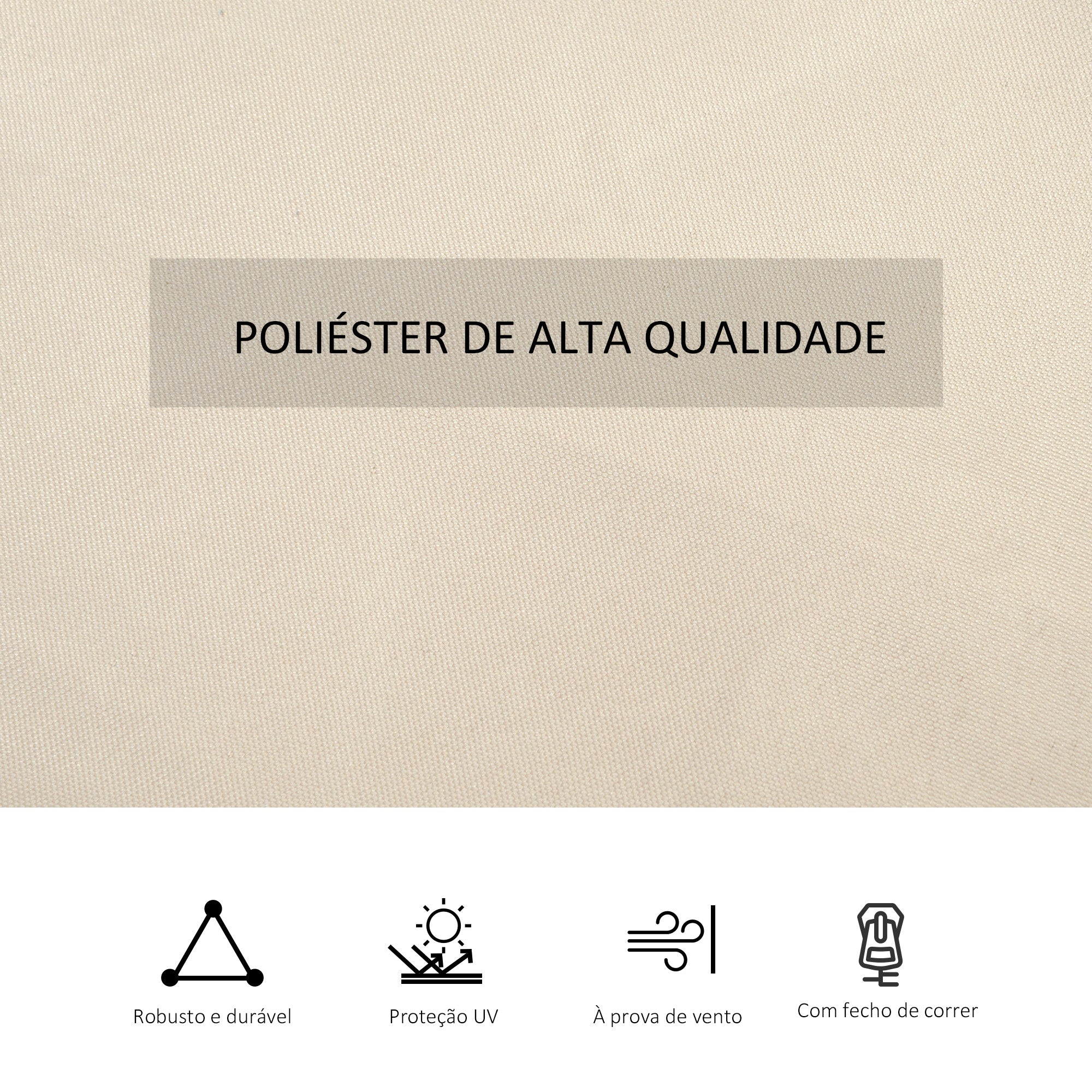 Cortinas Laterais Universais Bege 352x205 cm para Tenda de Jardim Terraço