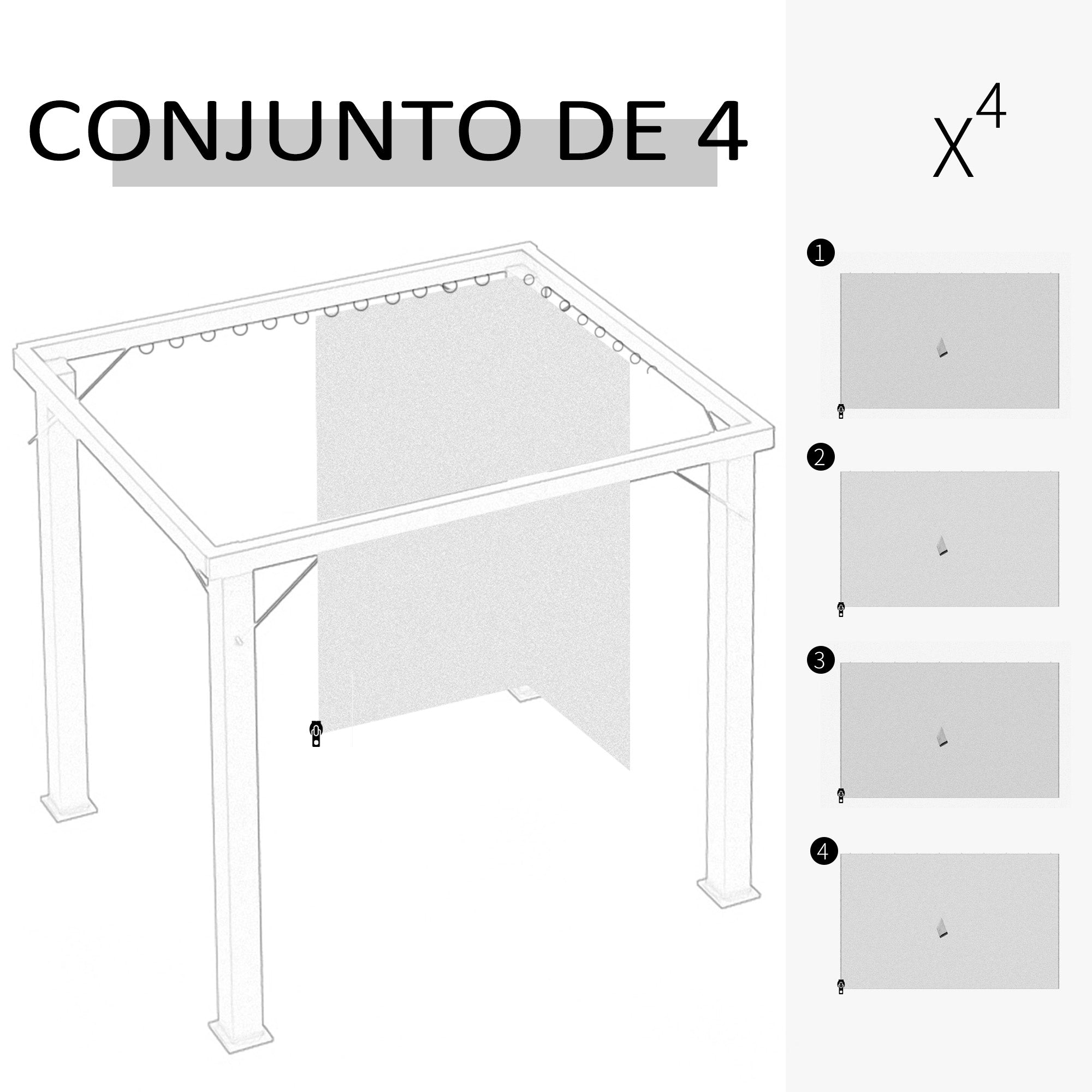 Cortinas Laterais Universais Bege 352x205 cm para Tenda de Jardim Terraço
