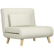 Poltrona Sofá Cama Individual Dobrável 90x78x79 cm Bege