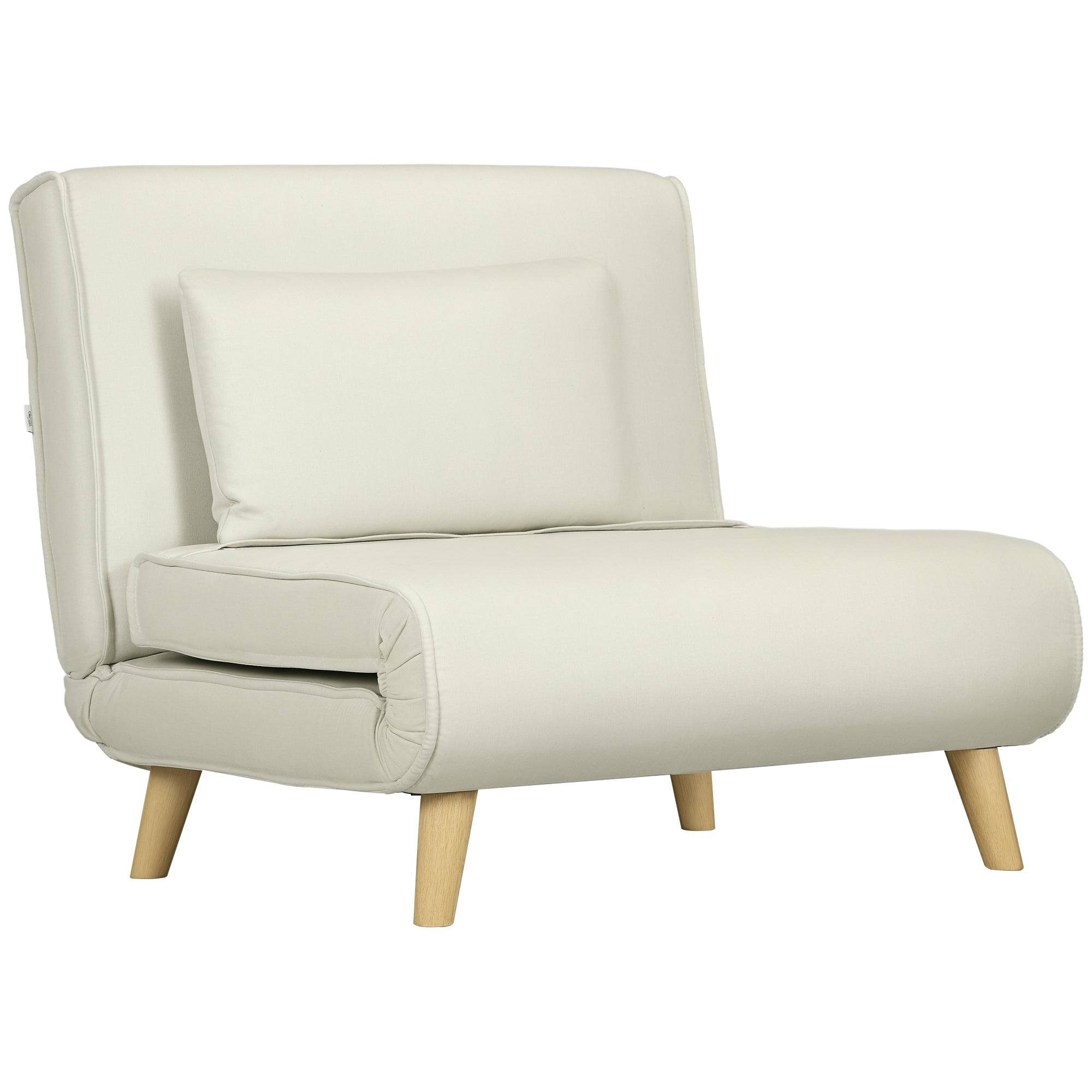 Poltrona Sofá Cama Individual Dobrável 90x78x79 cm Bege