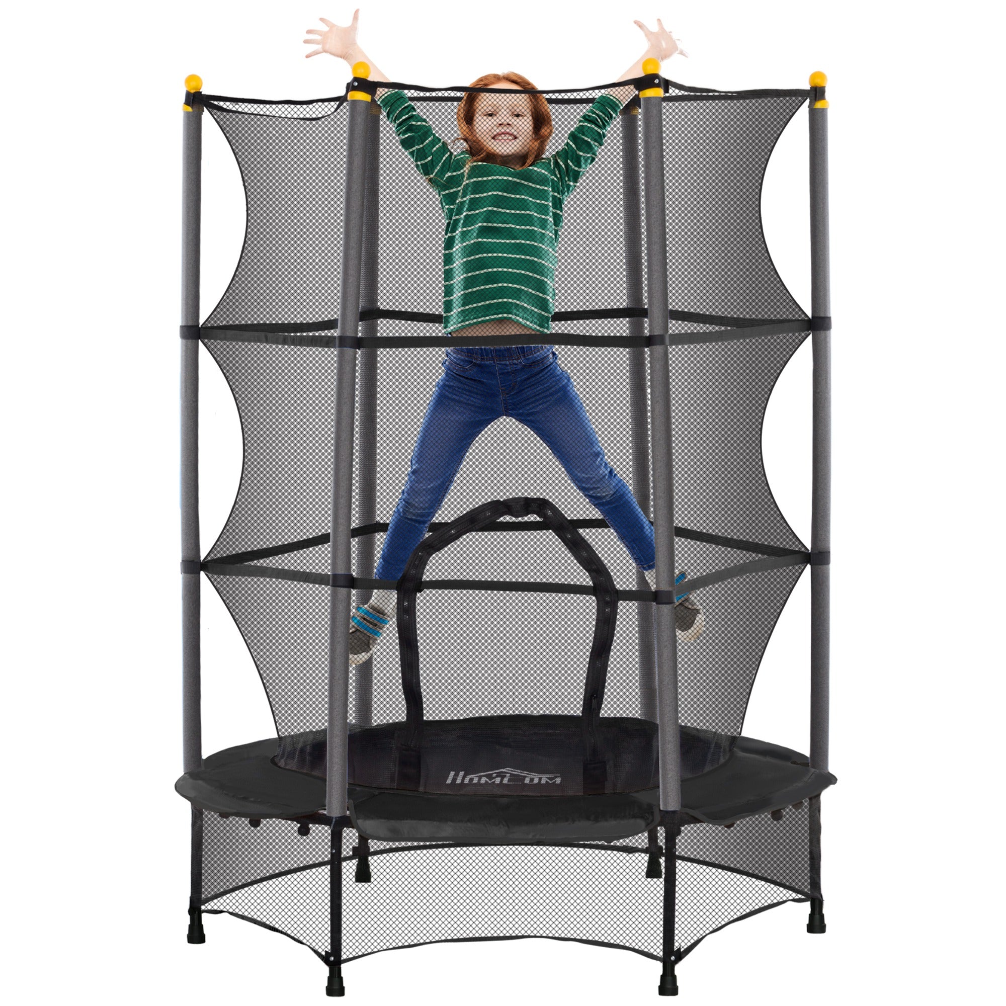 Trampolim Infantil Ø140x190 cm Preto - Diversão Segura para Crianças