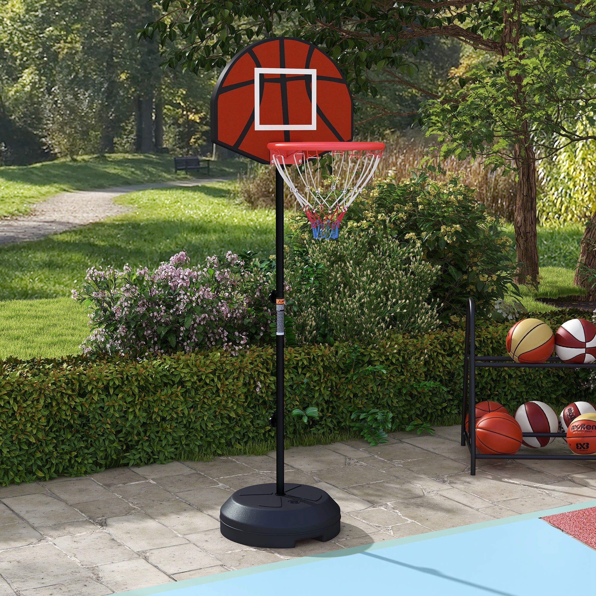 Tabela de Basquetebol com Altura Ajustável Ø38x129-179 cm Preto e Marrom
