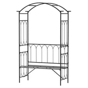 Arco de Jardim com Banco Suporte para Plantas 115x50x203 cm - Preto