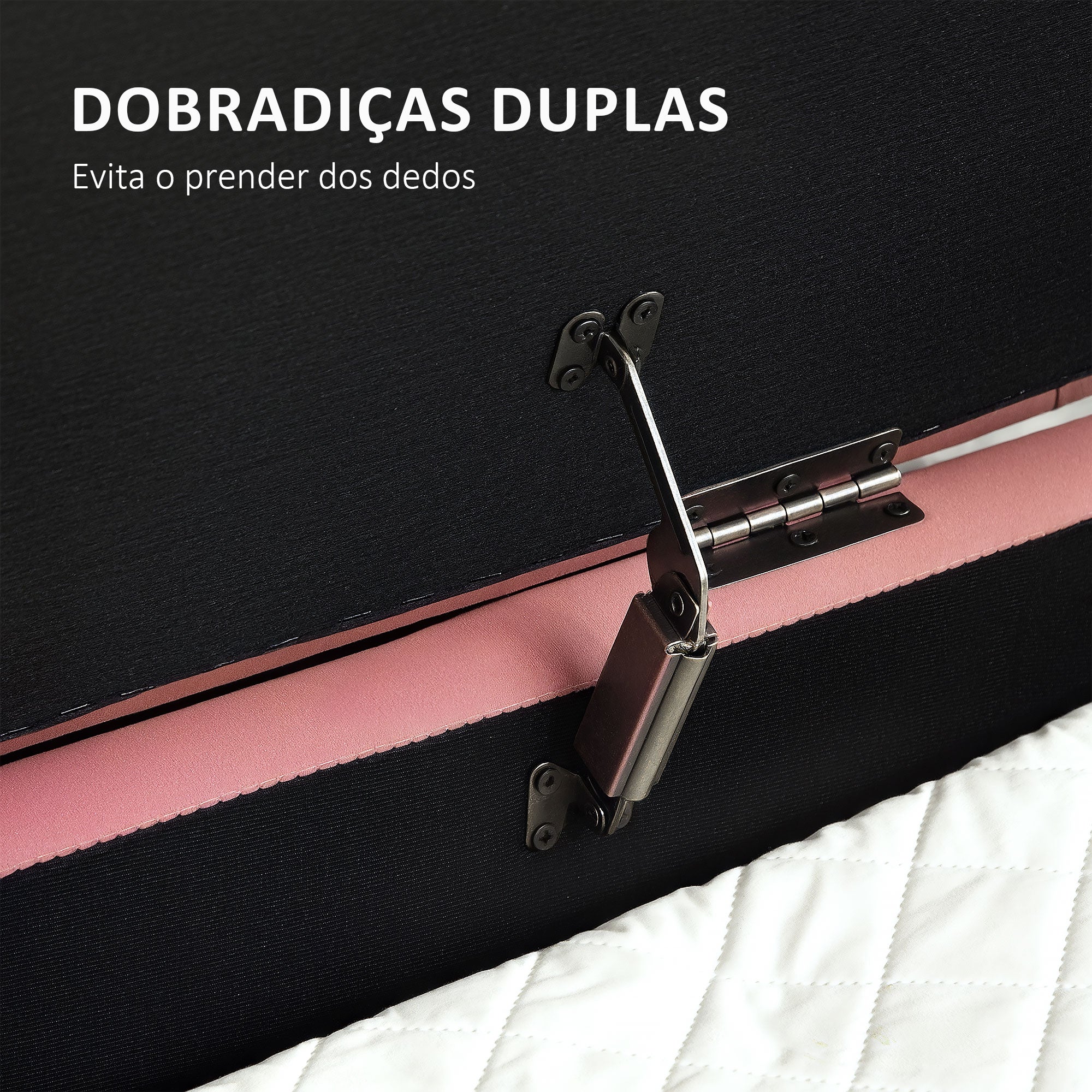 Banco Acolchoado Estofado Veludo Rosa 108x44x43,5 cm
