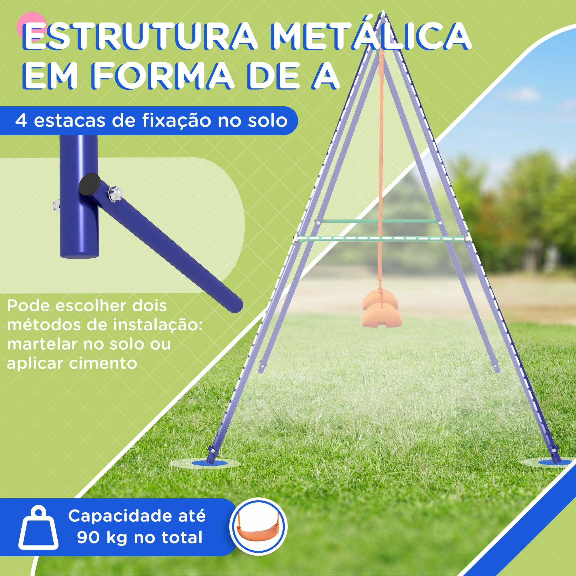 Baloiço Infantil Multicor 269x160x180 cm - Diversão Garantida para Crianças de 3-8 Anos