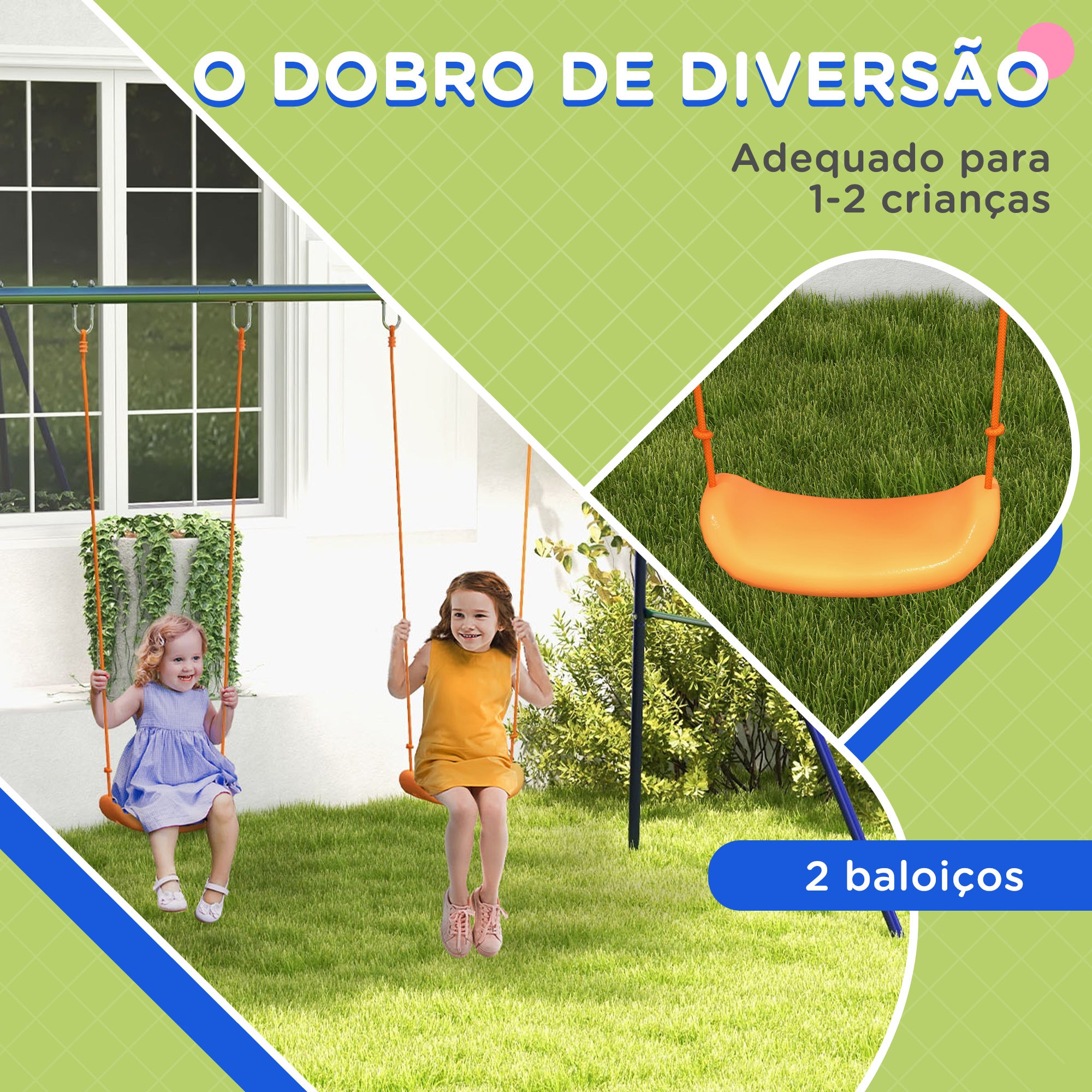 Baloiço Infantil Multicor 269x160x180 cm - Diversão Garantida para Crianças de 3-8 Anos