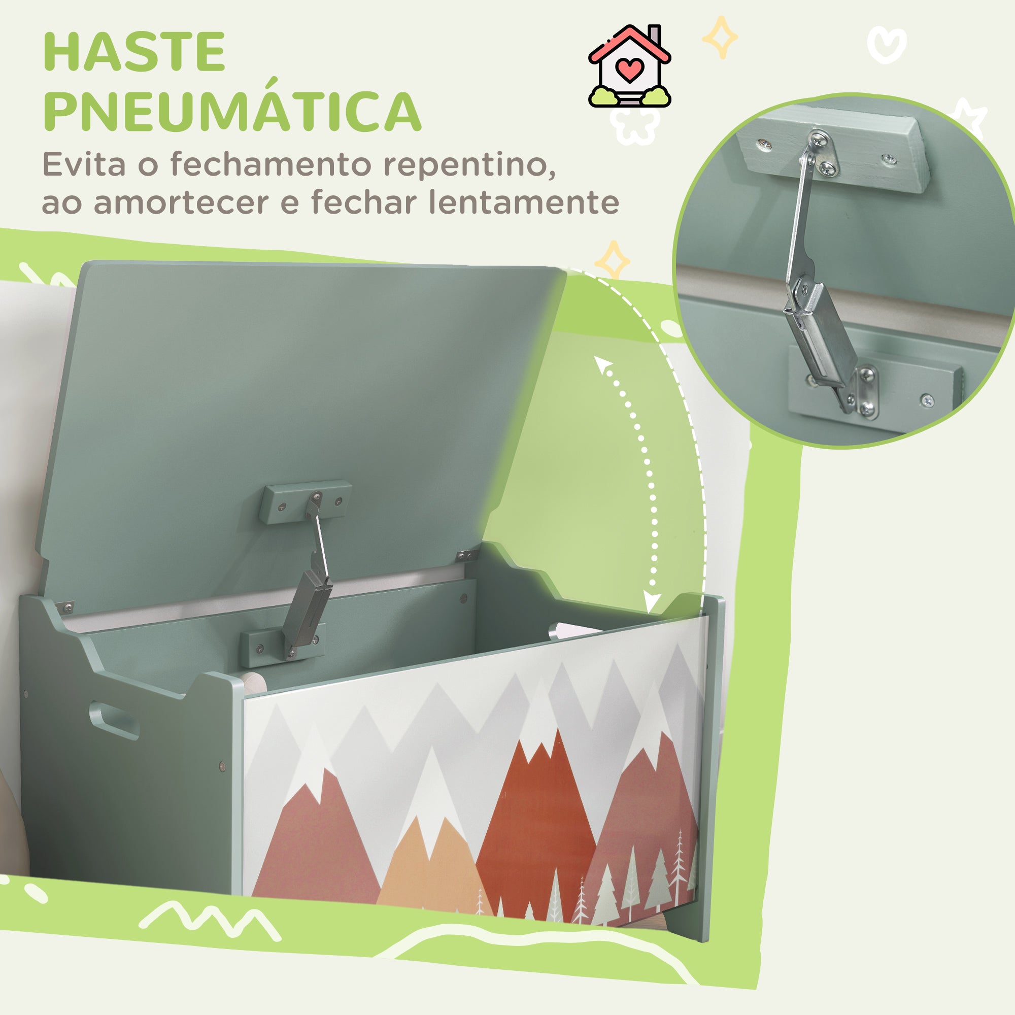 Baú Organizador de Brinquedos 60x37x39 cm - Verde