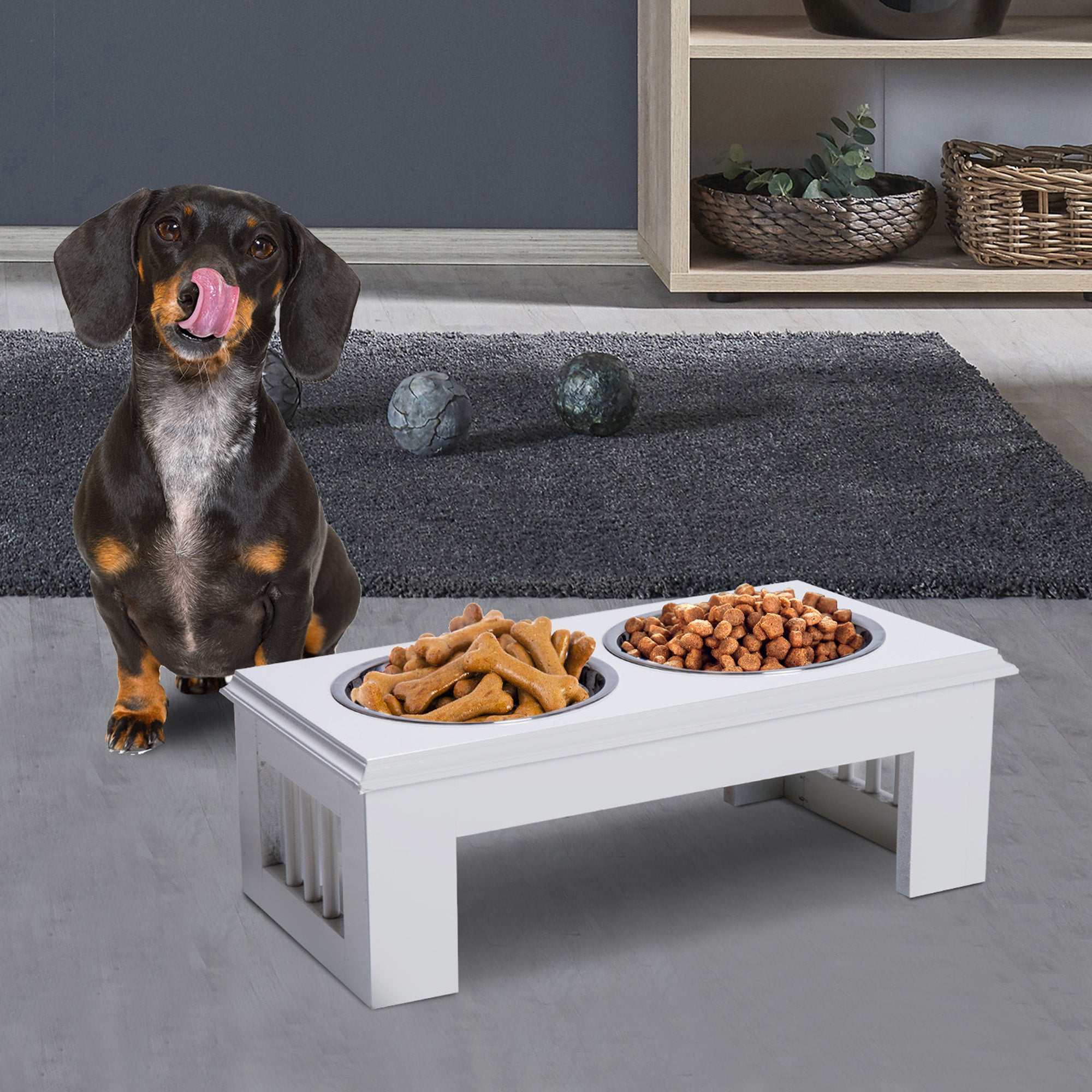 Comedouro Elevado para Cães 44x24x15 cm Branco