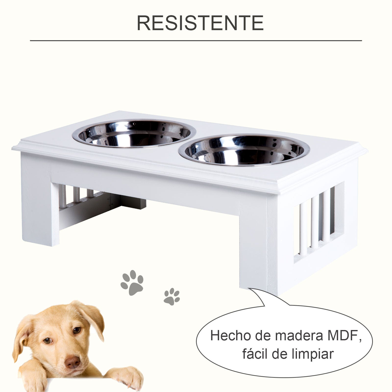 Comedouro Elevado para Cães 44x24x15 cm Branco