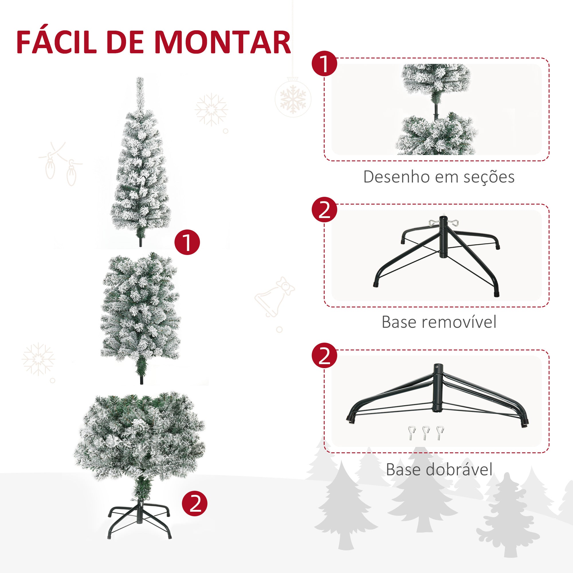 Árvore de Natal Artificial 180 cm Verde Nevado Ø60x180 cm
