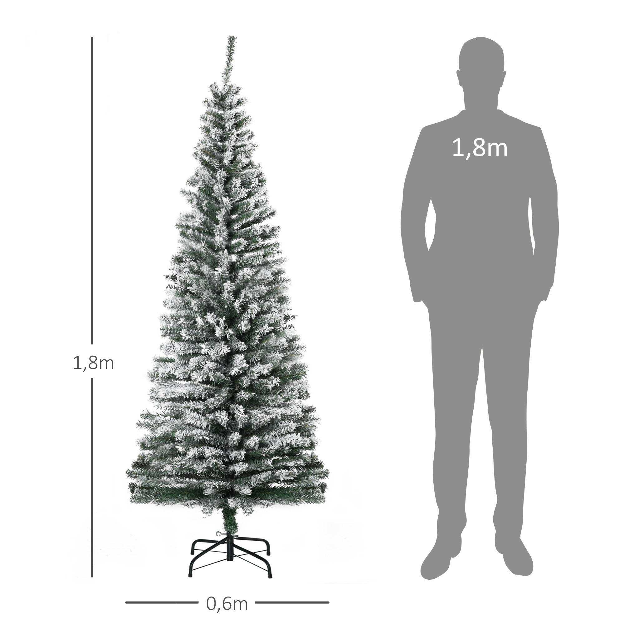 Árvore de Natal Artificial 180 cm Verde Nevado Ø60x180 cm