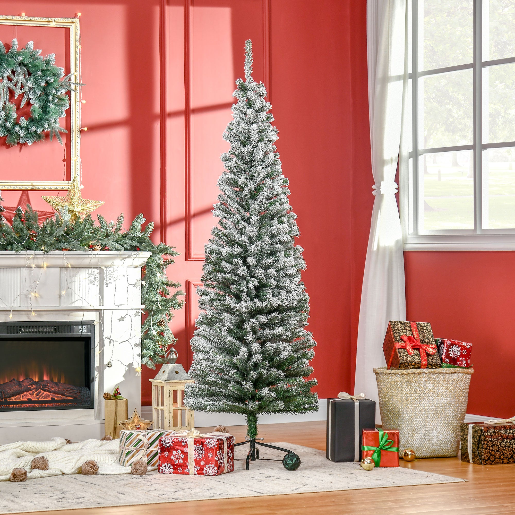 Árvore de Natal Artificial 180 cm Verde Nevado Ø60x180 cm