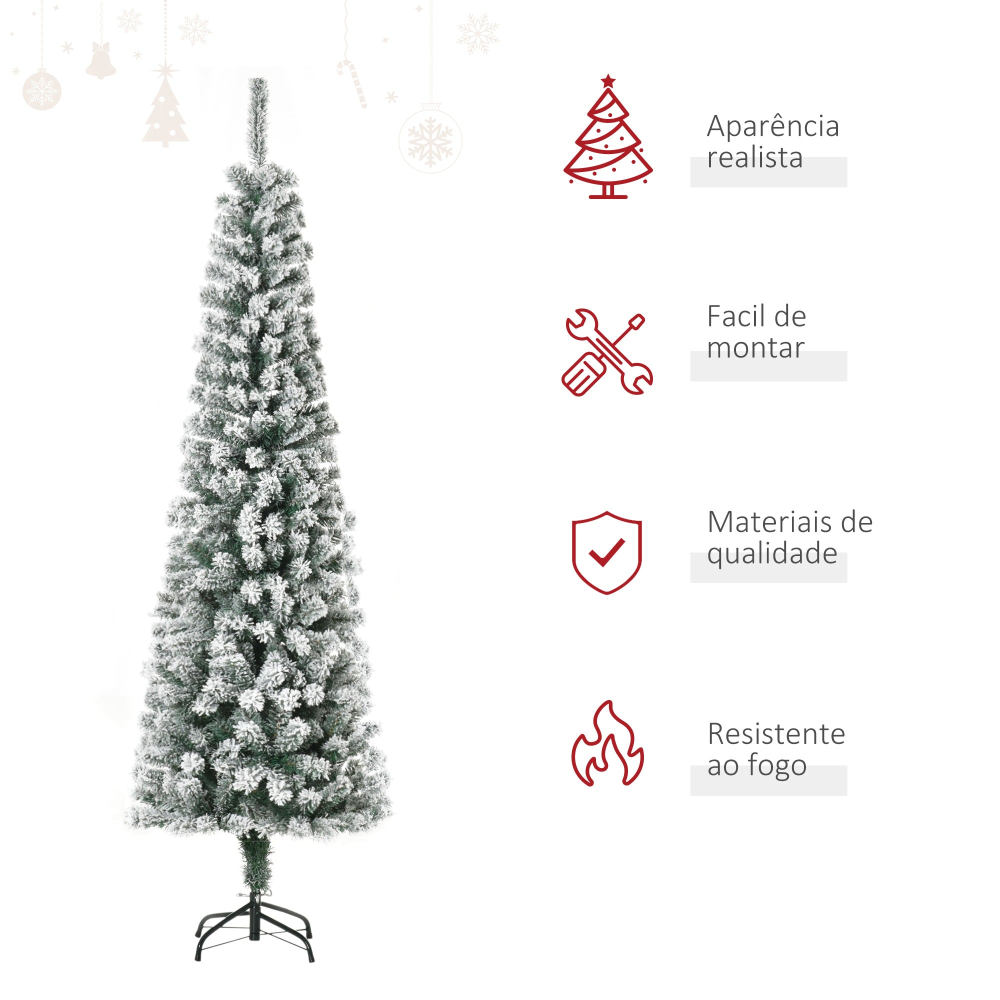 Árvore de Natal Artificial 180 cm Verde Nevado Ø60x180 cm