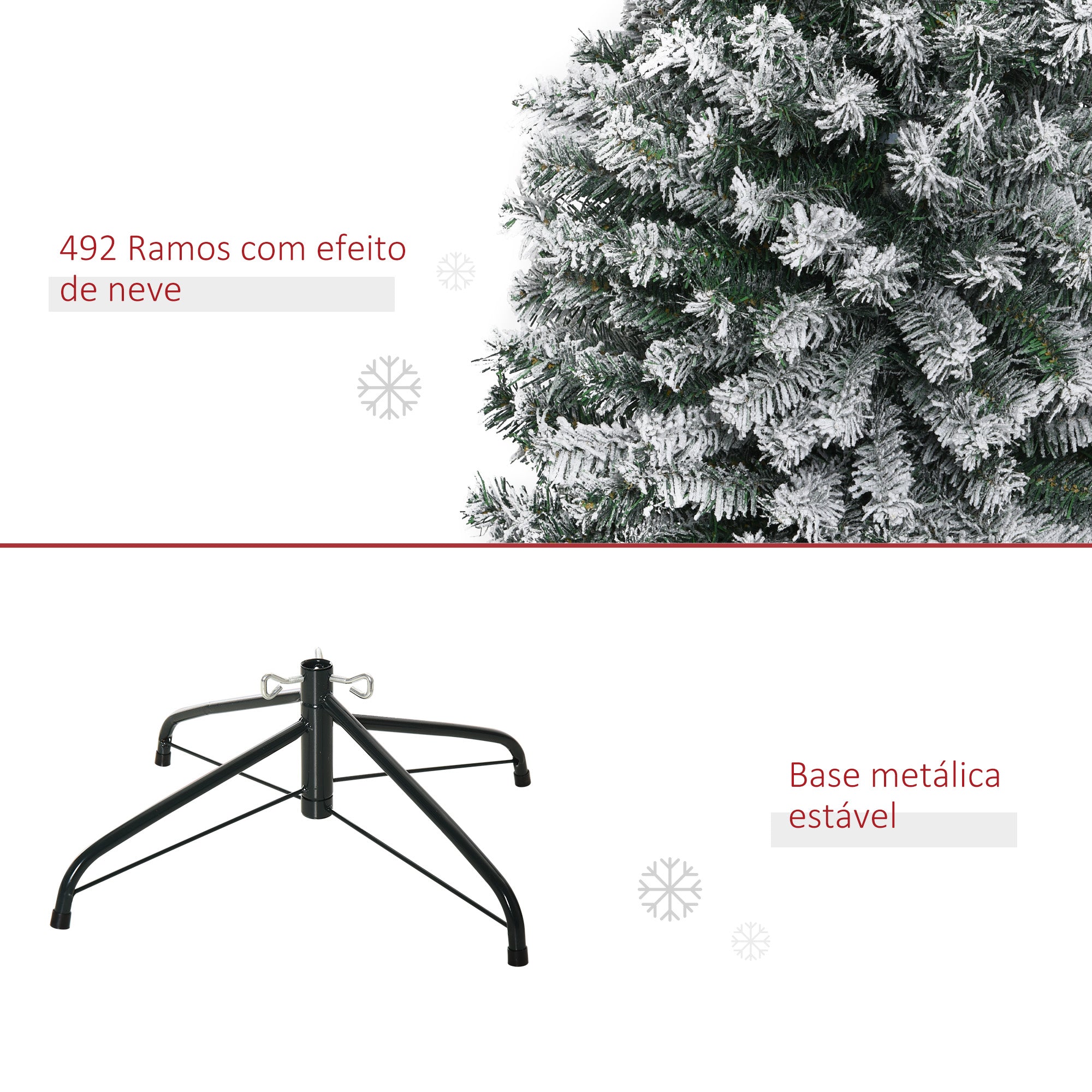 Árvore de Natal Artificial 180 cm Verde Nevado Ø60x180 cm
