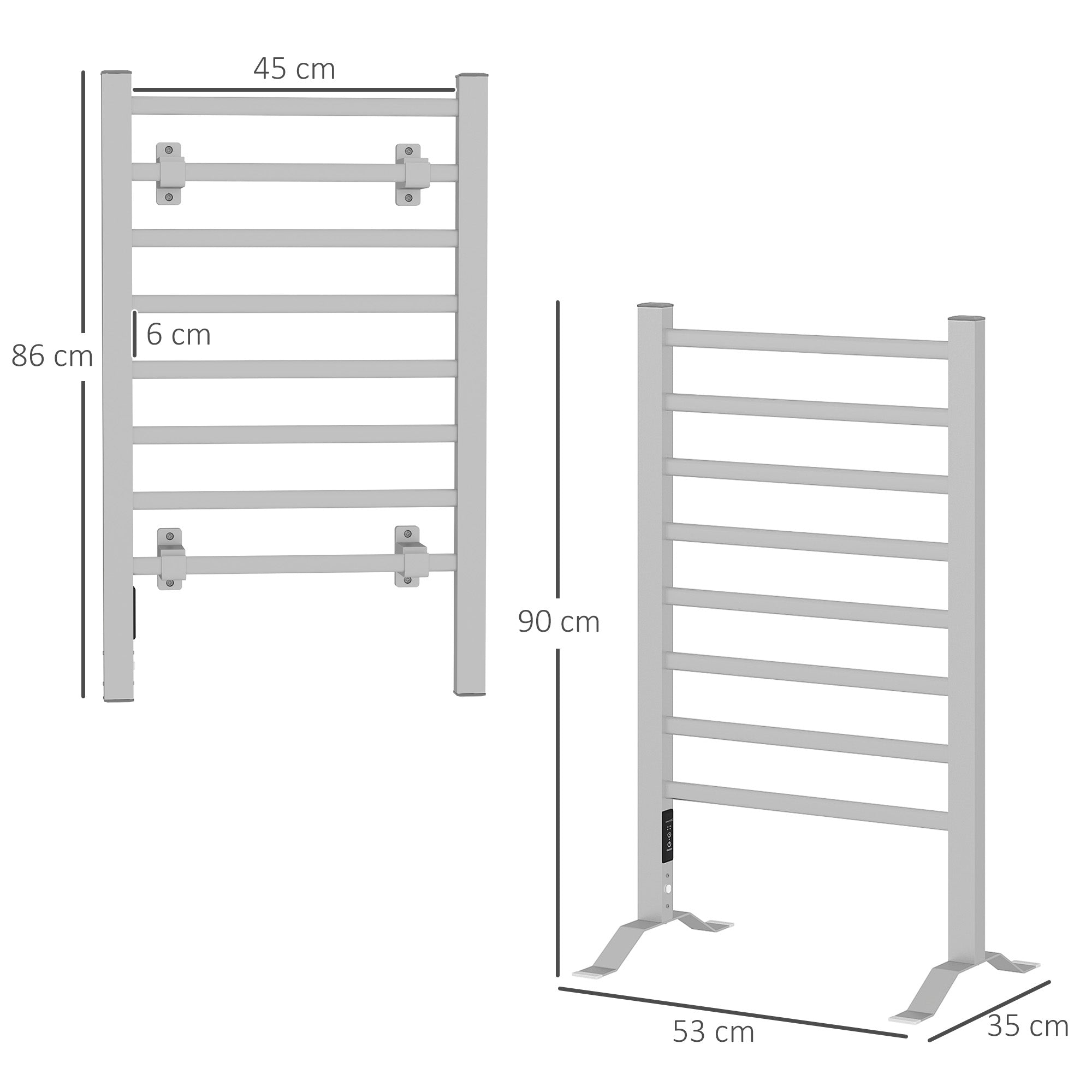 Aquecedor de Toalhas Elétrico 150W - Prata - Medidas 53x35x90 cm