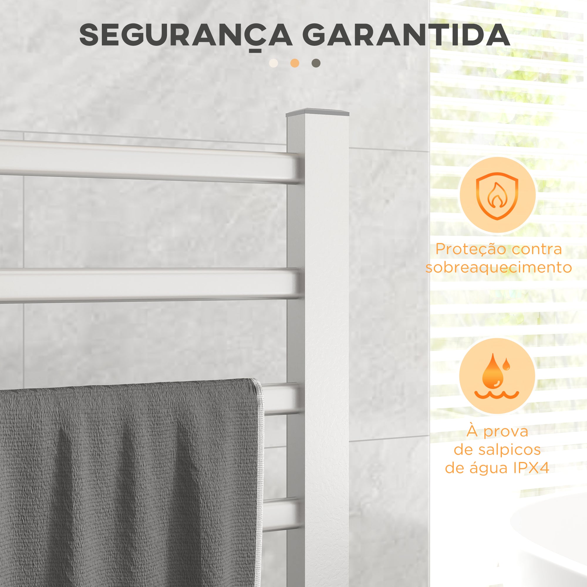 Aquecedor de Toalhas Elétrico 150W - Prata - Medidas 53x35x90 cm