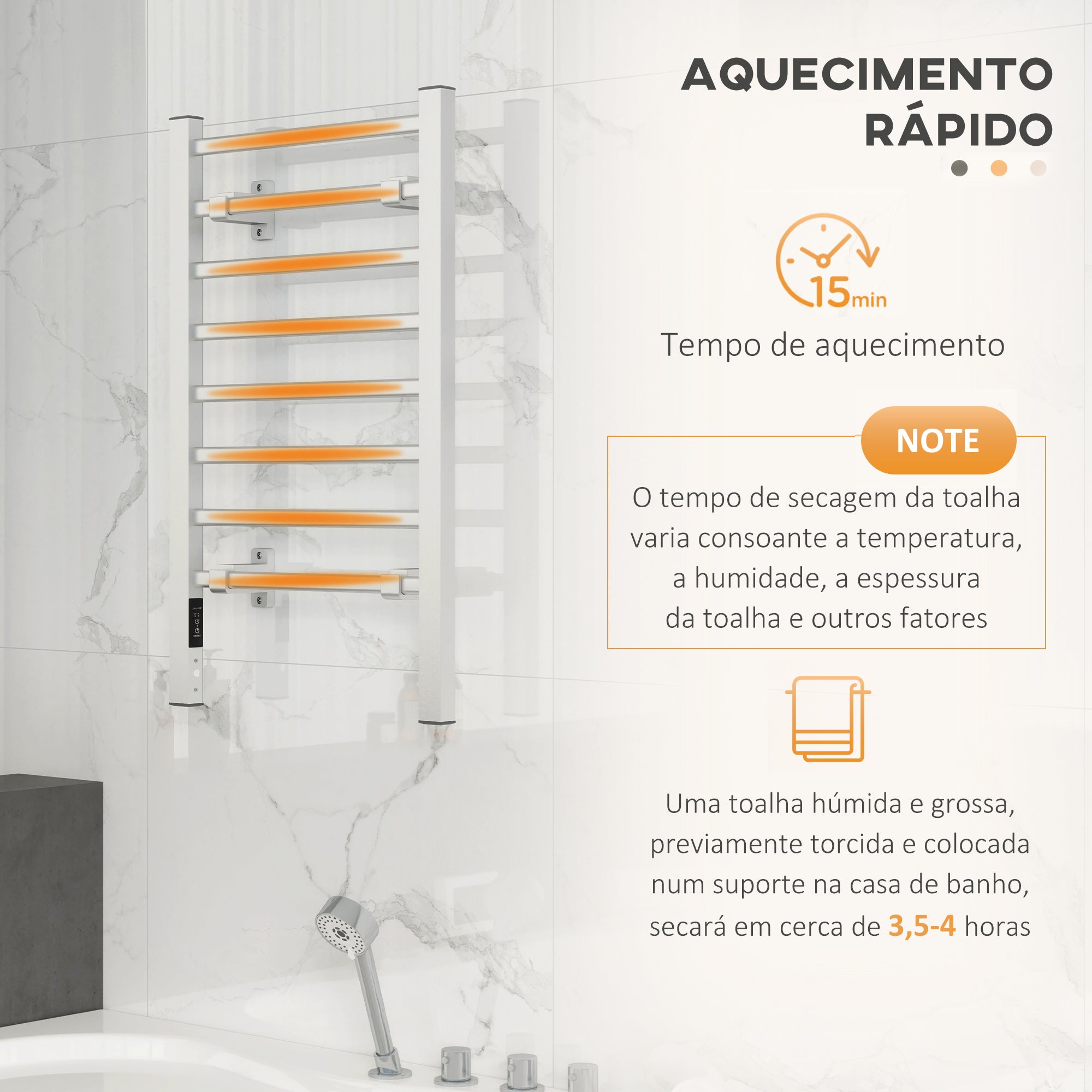 Aquecedor de Toalhas Elétrico 150W - Prata - Medidas 53x35x90 cm
