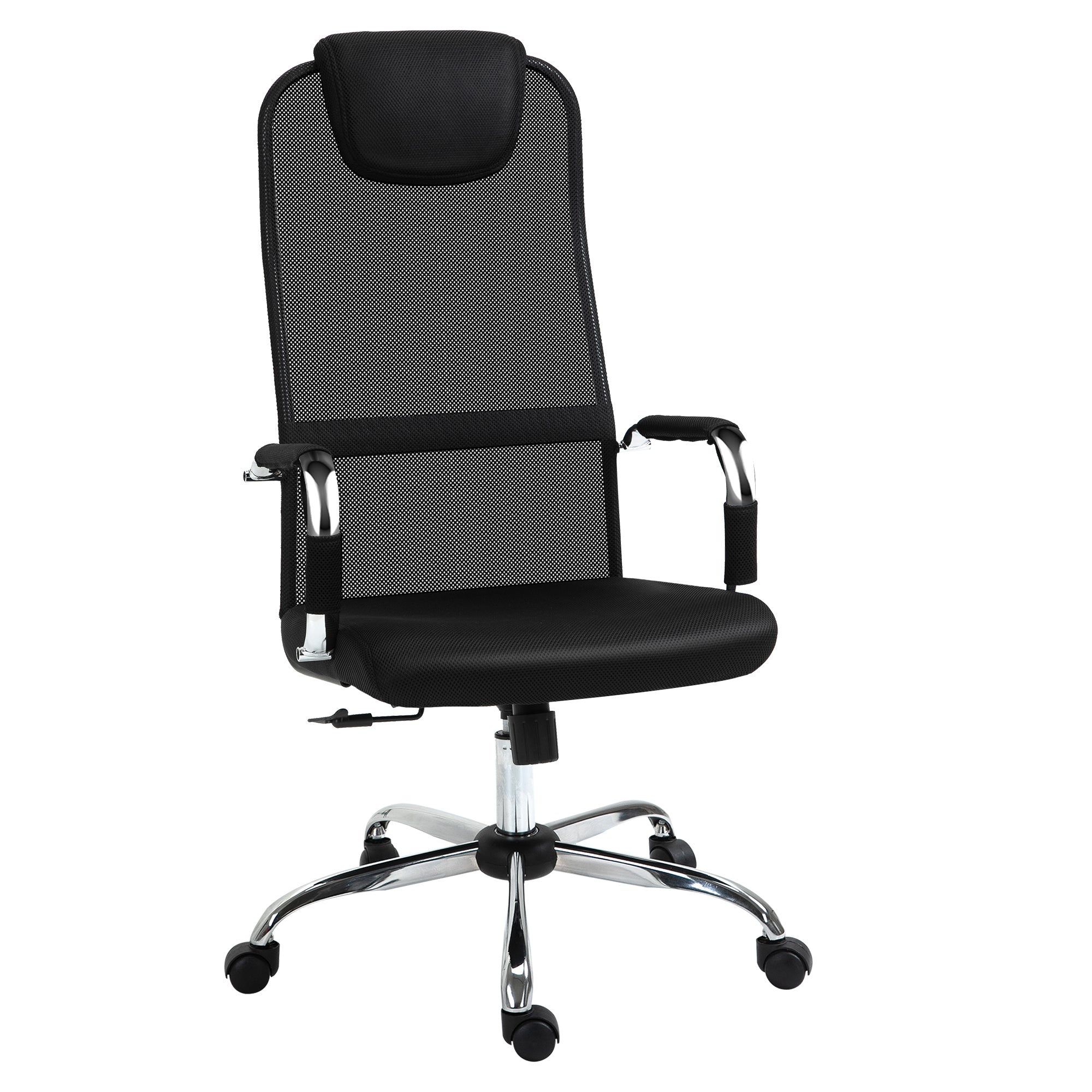 Cadeira de Escritório Ergonômica Giratória e Basculante com Encosto de Cabeça - 65,5x62,5x117-127 cm - Black