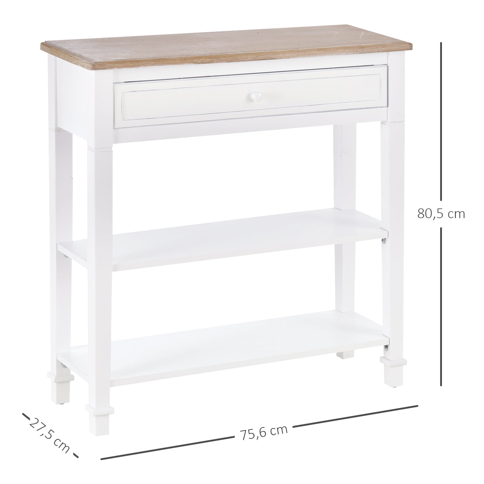 Mesa Consola – 75,6x27,5x80,5 cm – Branco e Madeira – MDF