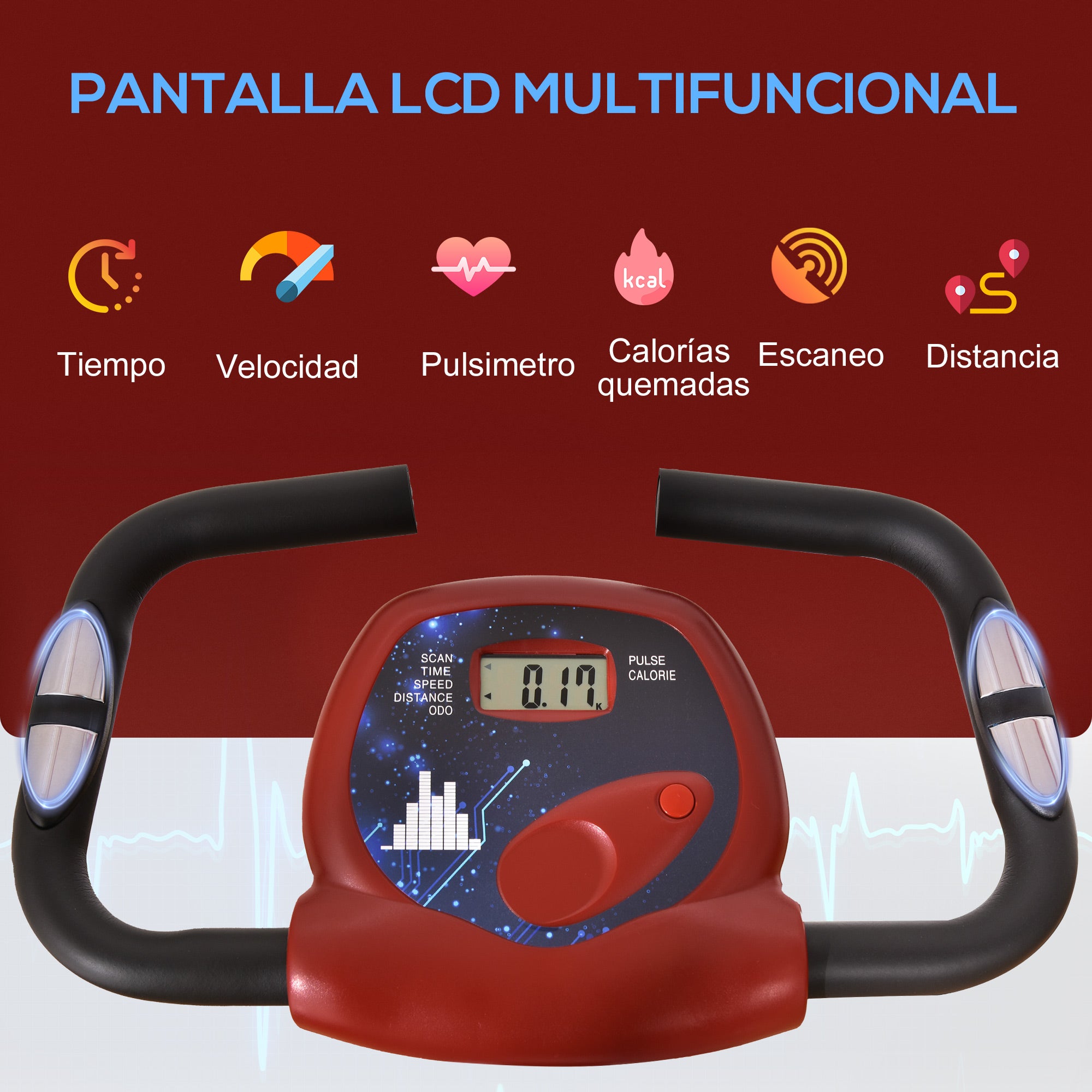 Bicicleta Ergométrica Profissional Dobrável Vertical 43x97x109 cm - Vermelho