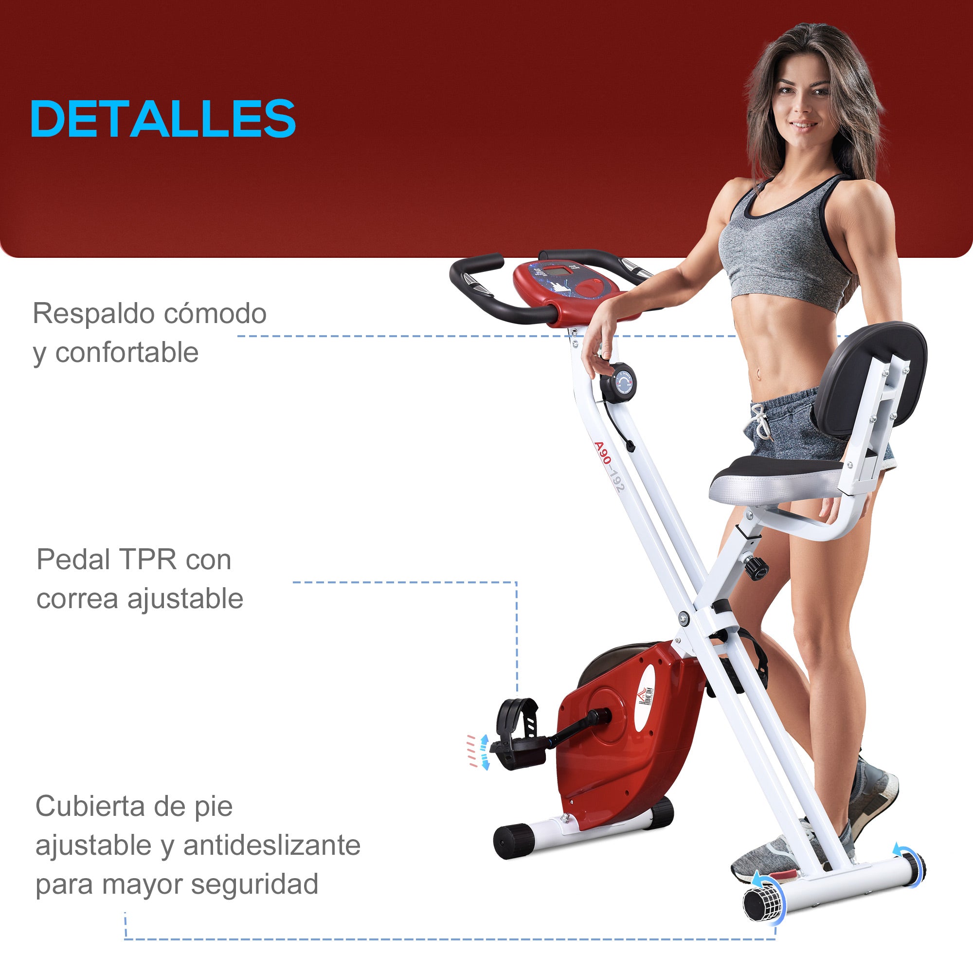 Bicicleta Ergométrica Profissional Dobrável Vertical 43x97x109 cm - Vermelho