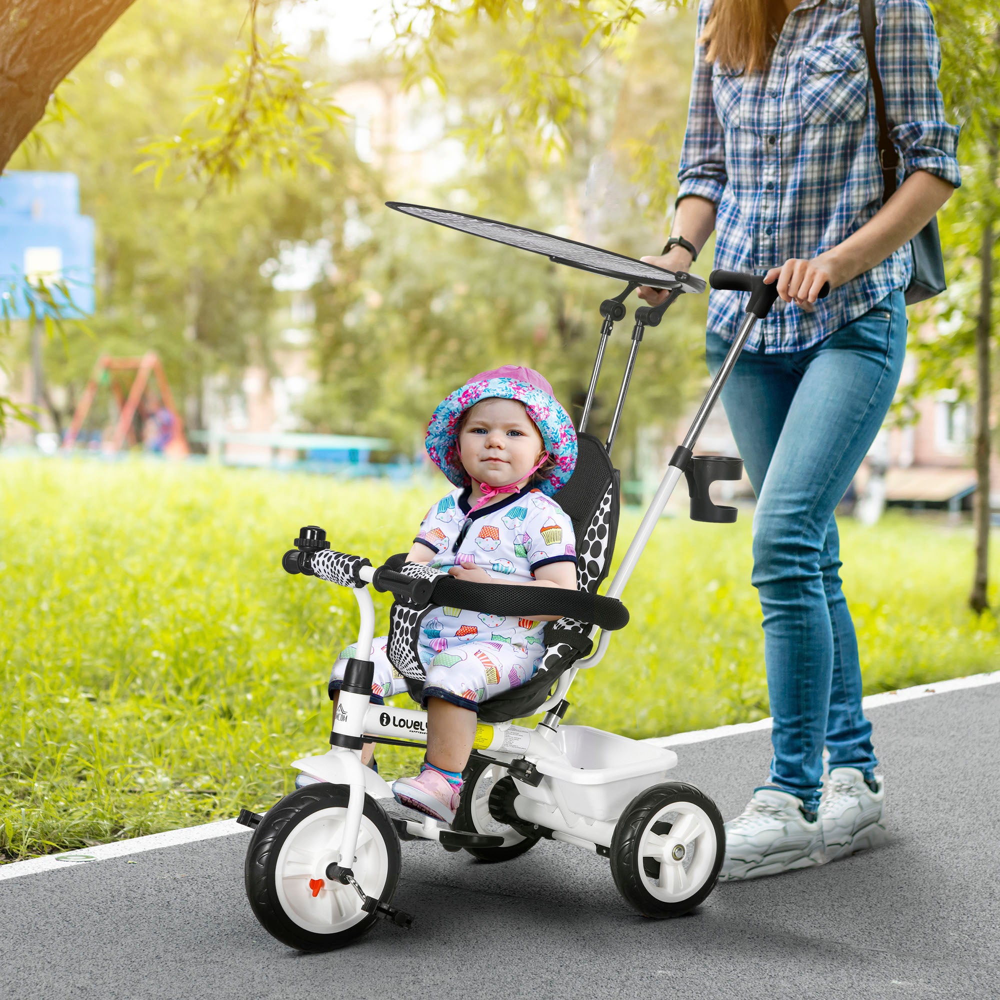 Triciclo Evolutivo para Crianças +12 Meses - Branco 105x47x98 cm