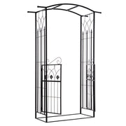 Arco de Jardim com Porta de Treliça em Metal 131x49x212 cm - Cor Preto Fosco