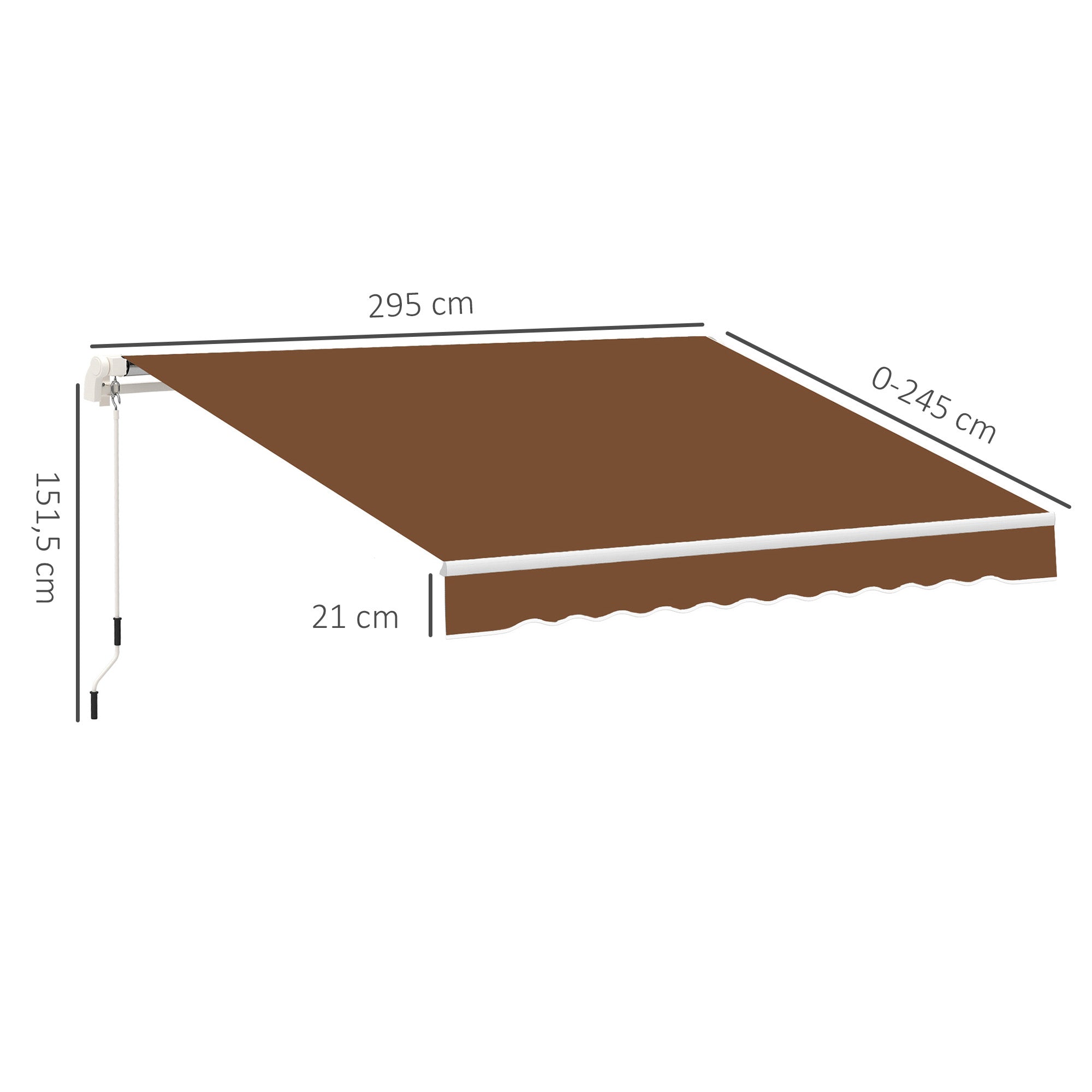 Toldo Manual Retrátil 295x245cm Cor Marrom - Proteção Solar para Janela e Porta