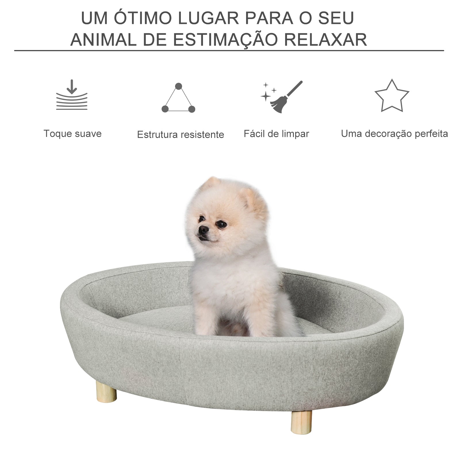 Sofá Cama para Animais de Estimação - 81x61x24 cm - Cinza