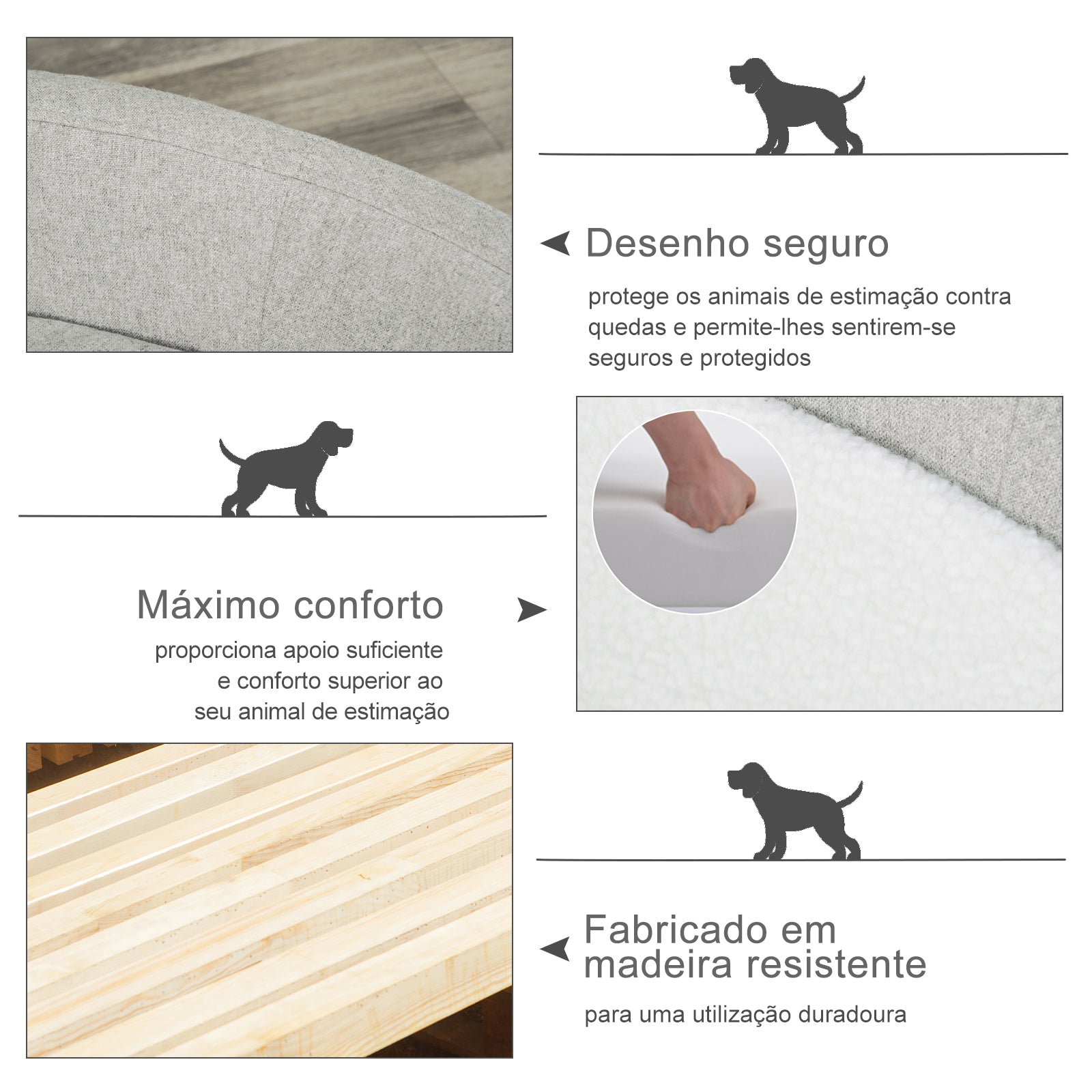 Sofá Cama para Animais de Estimação - 81x61x24 cm - Cinza