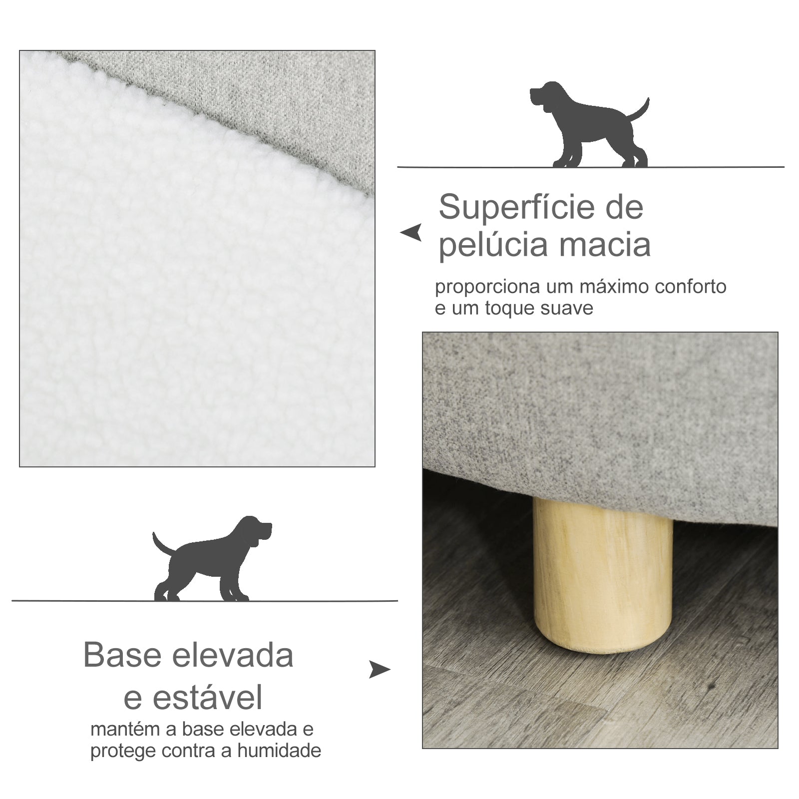 Sofá Cama para Animais de Estimação - 81x61x24 cm - Cinza