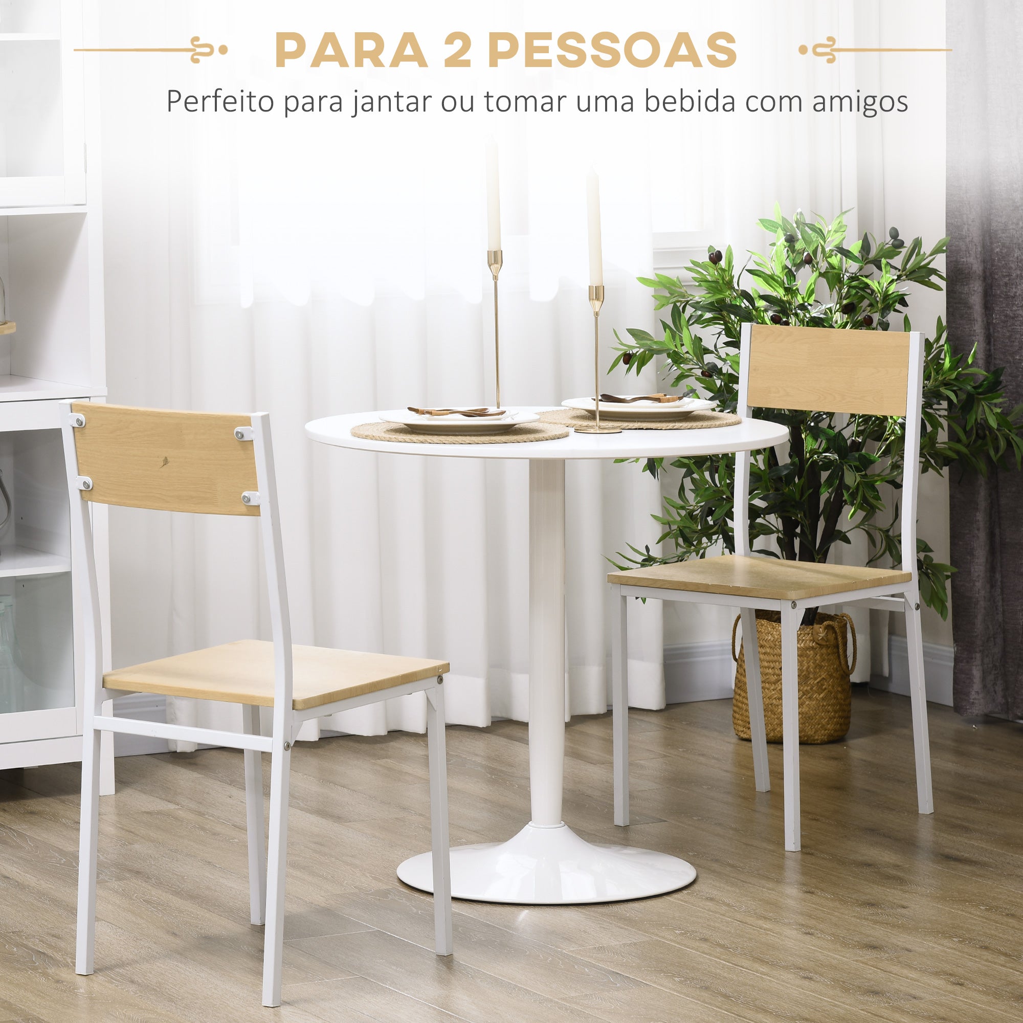 Mesa de Cozinha Redonda Moderna – Ø80x75 cm – Branco – MDF