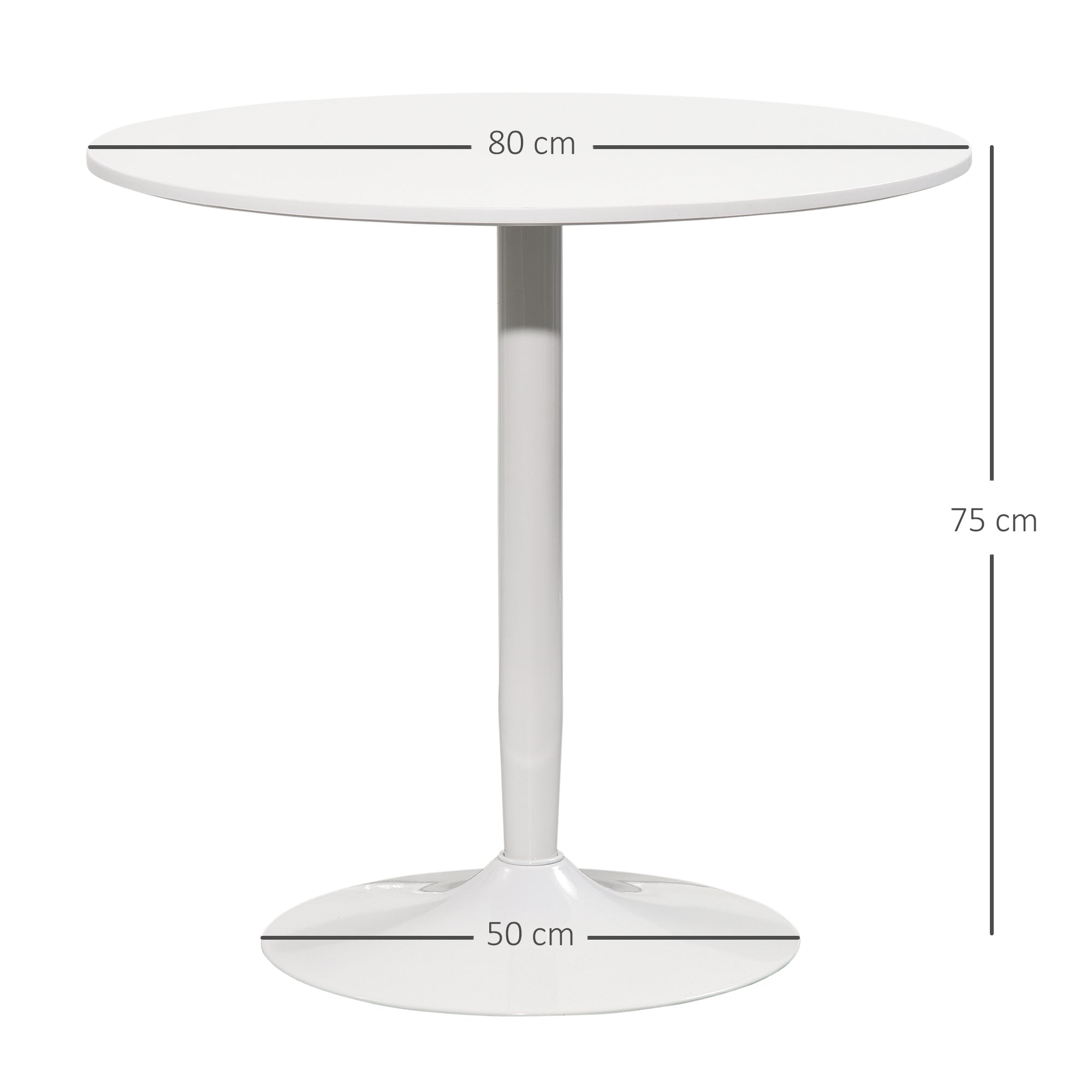 Mesa de Cozinha Redonda Moderna – Ø80x75 cm – Branco – MDF