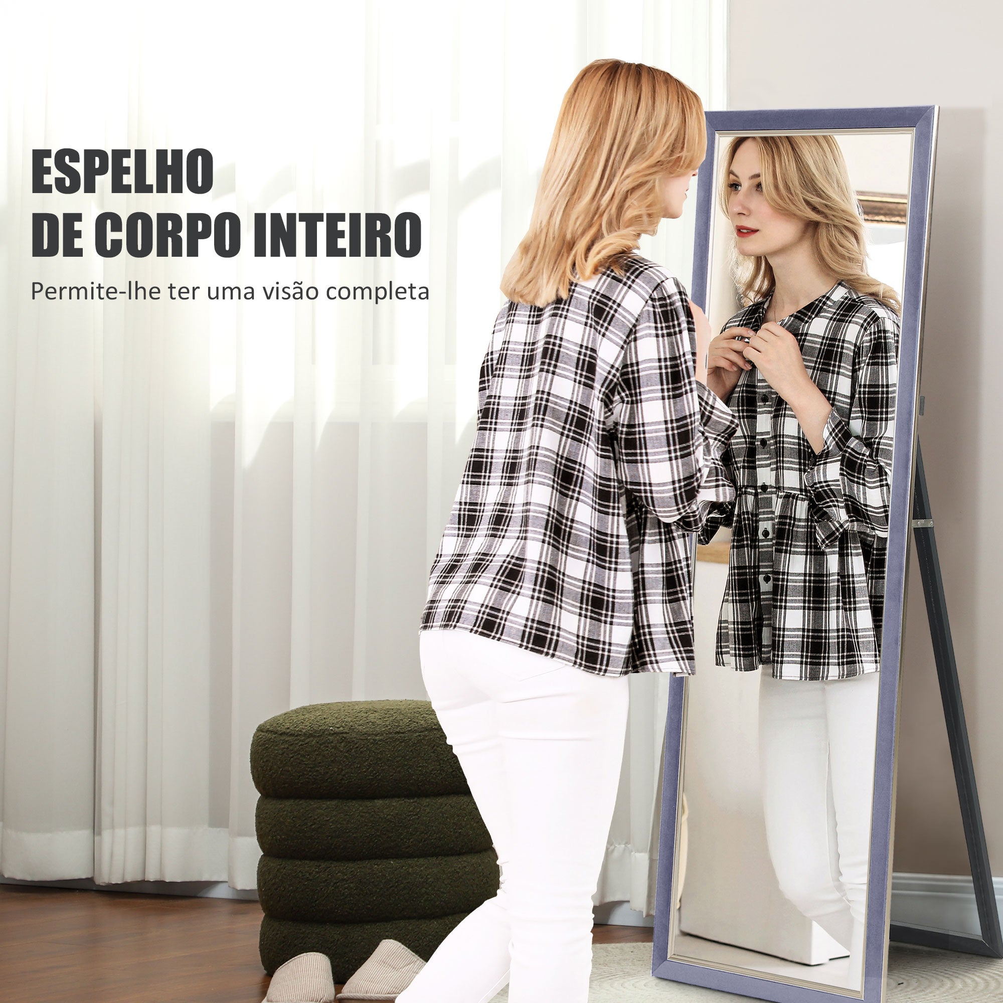 Espelho de Pé 50x150 cm Cinzento - Sofisticação e Versatilidade para o seu Espaço