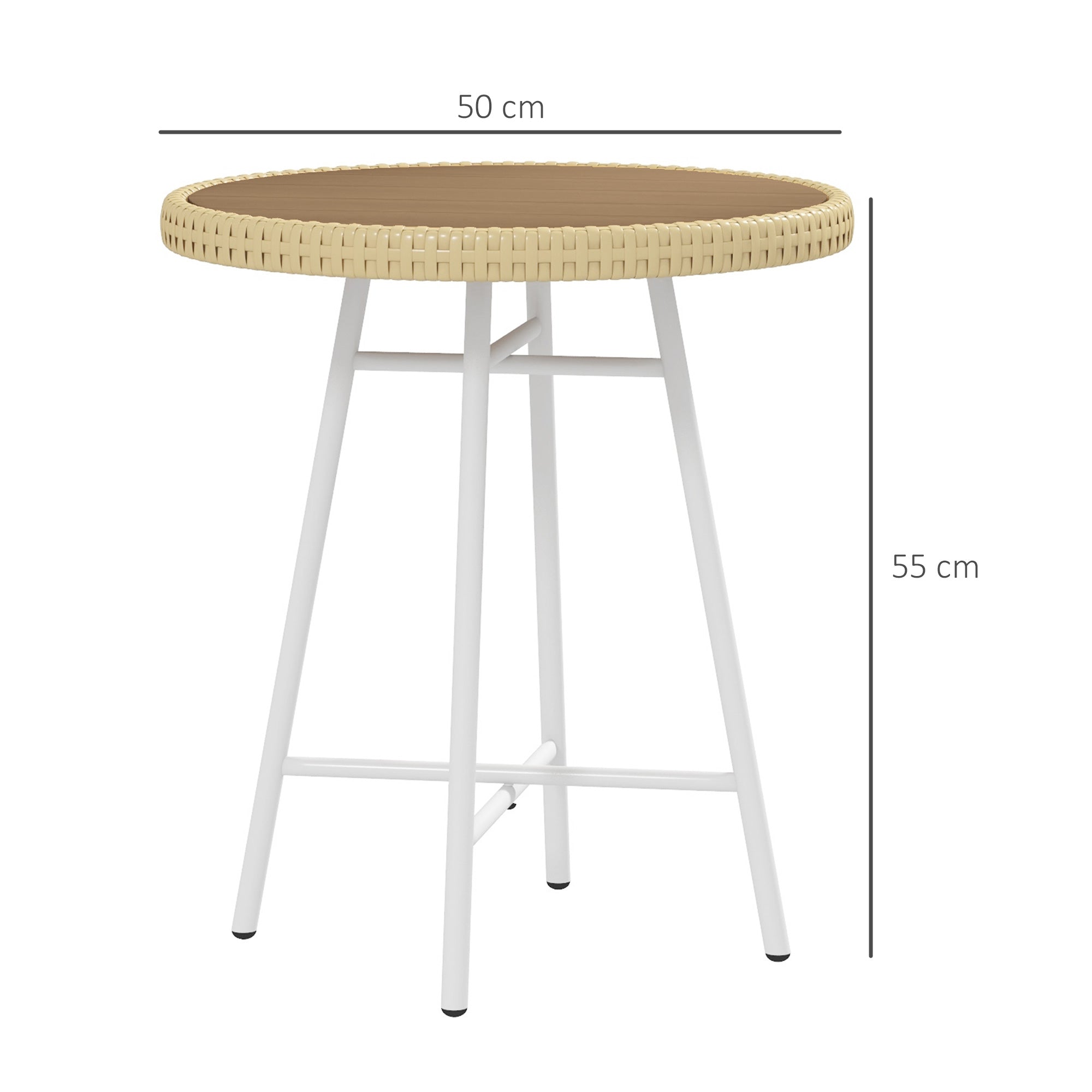 Mesa de Centro Redonda Vime Sintético 50x50x55 cm - Natural Wood Finish