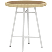 Mesa de Centro Redonda Vime Sintético 50x50x55 cm - Natural Wood Finish