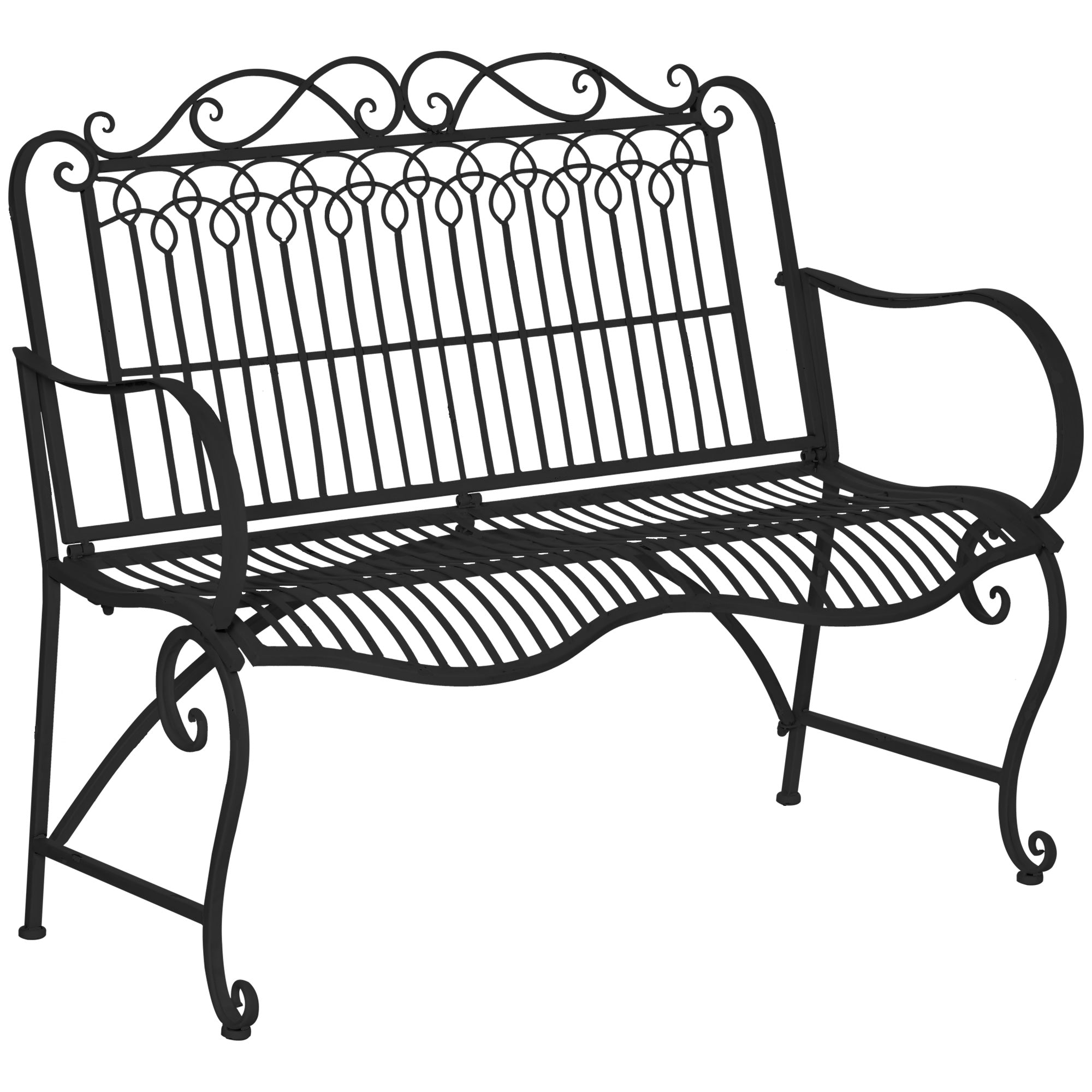 Banco de Jardim 110x60x97cm Preto - Conforto e Elegância para o seu Espaço Exterior