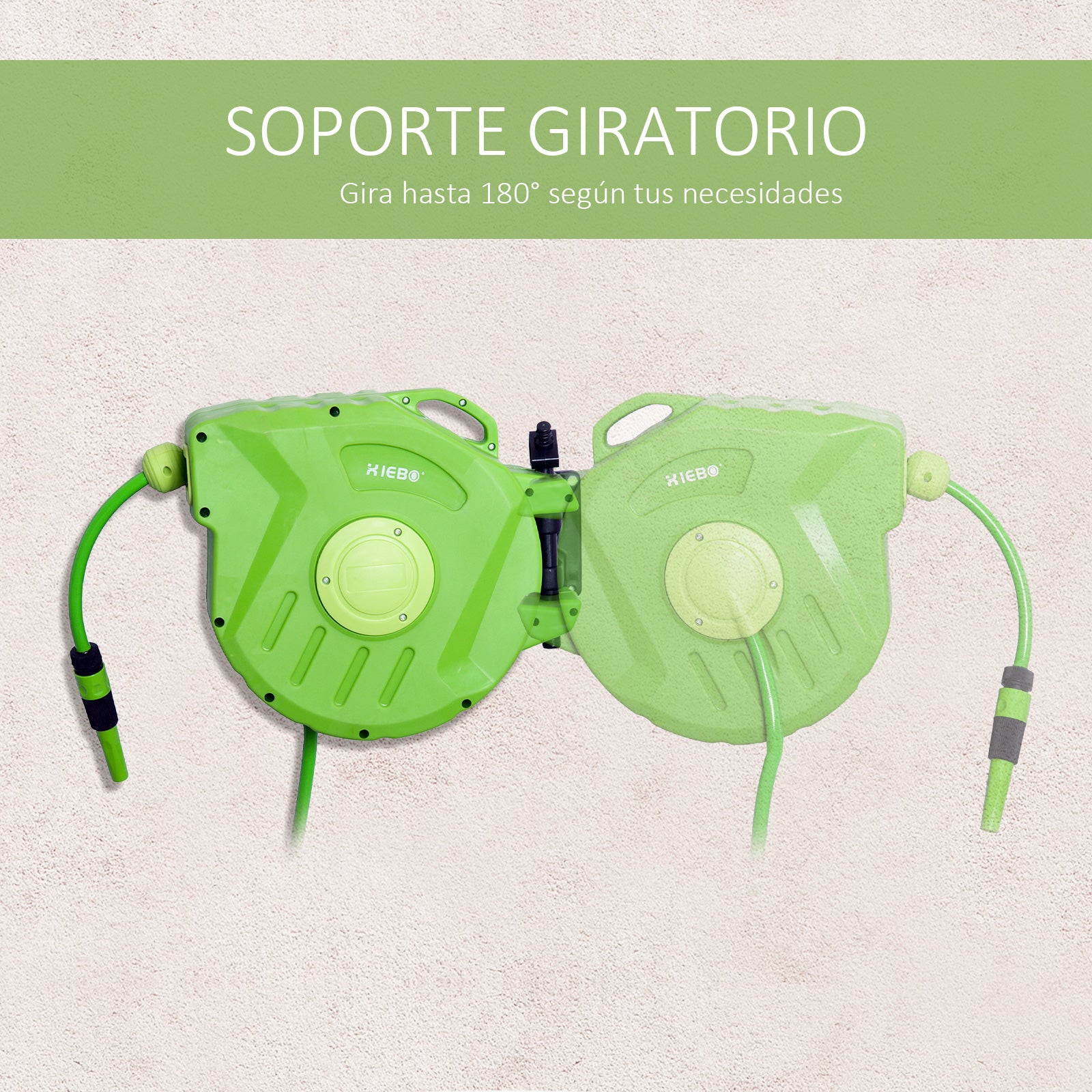 Enrolador de Mangueira Verde 47,5x15,5x35,5 cm - 15m+1,5m