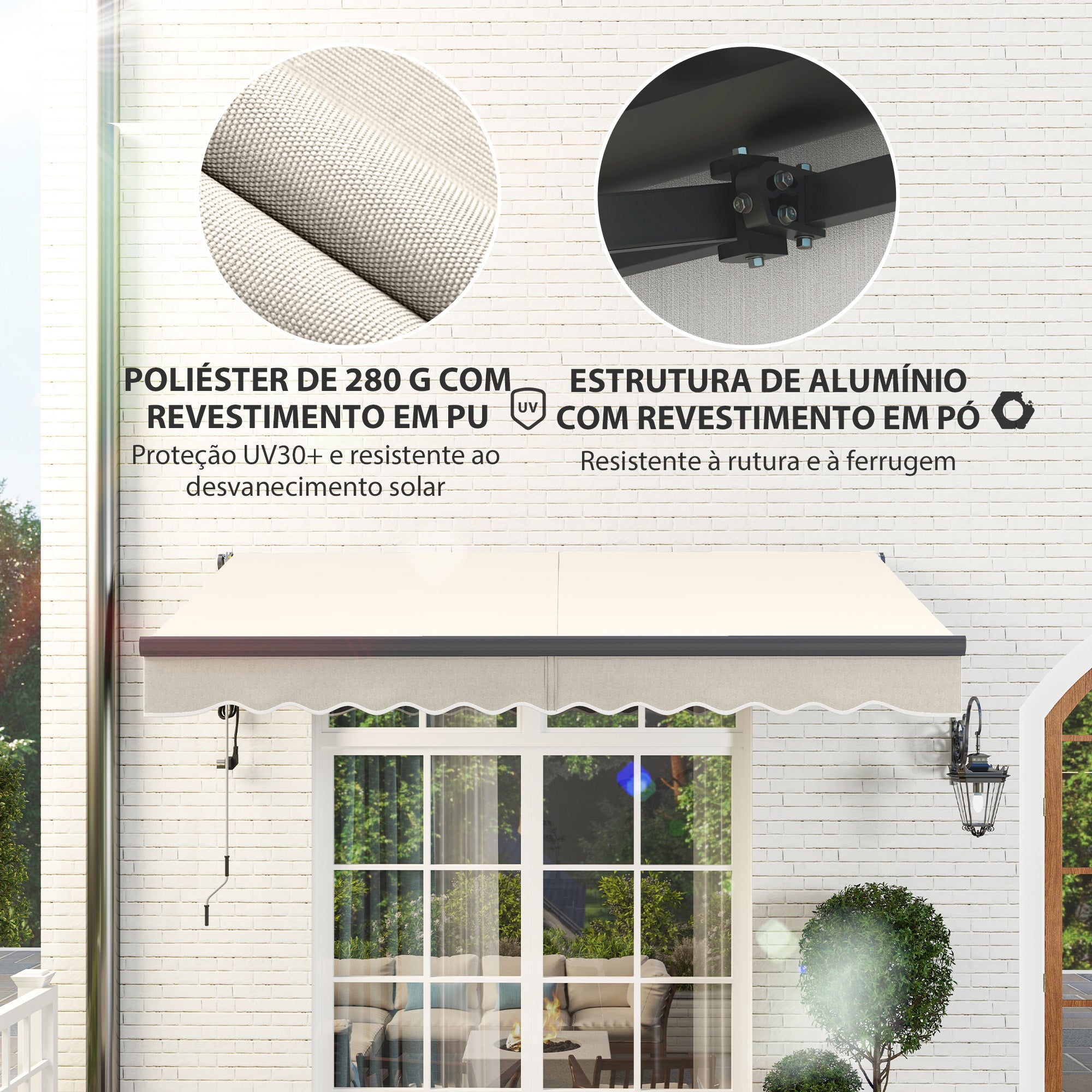 Toldo Elétrico Retrátil Creme Branco 296x250 cm