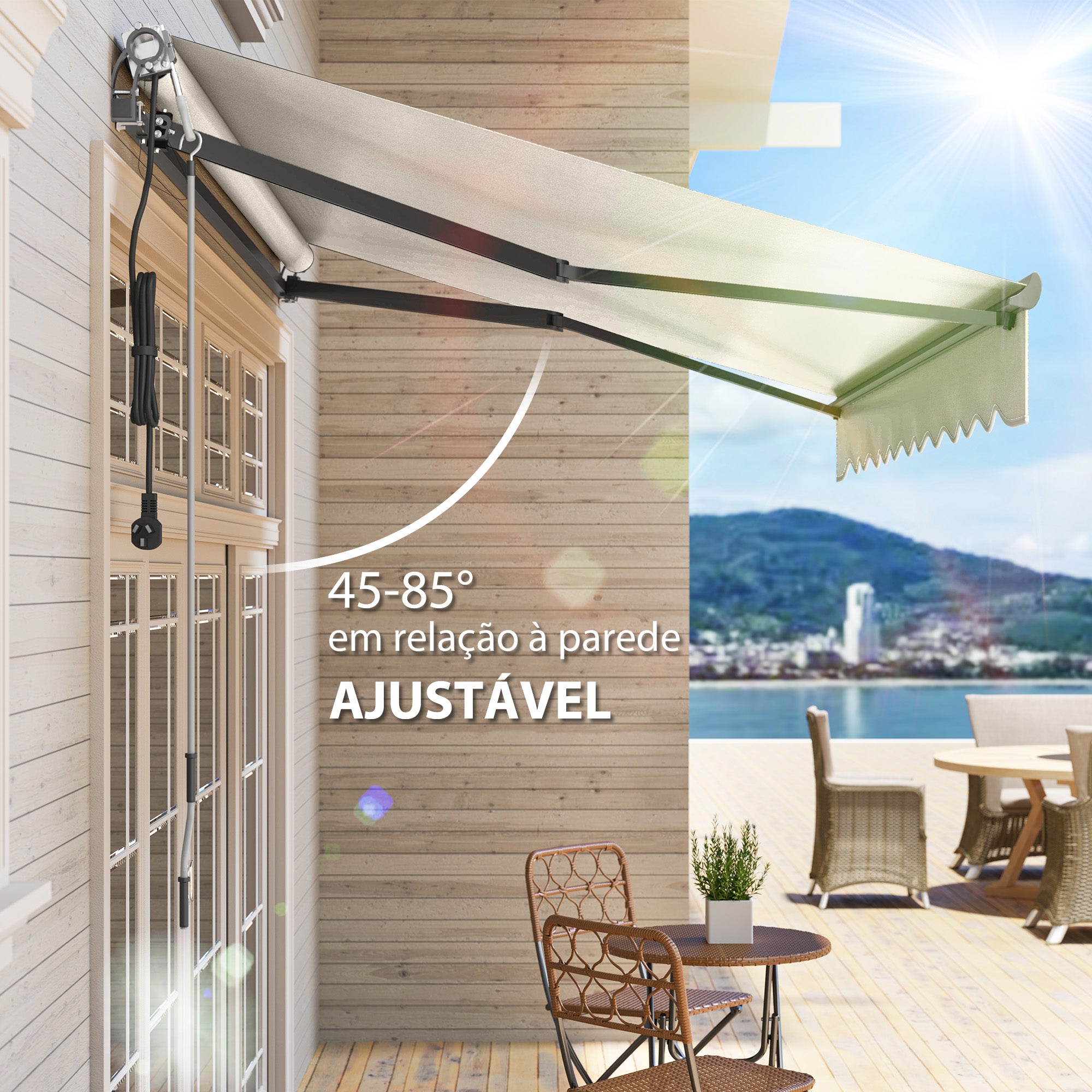 Toldo Elétrico Retrátil Creme Branco 296x250 cm