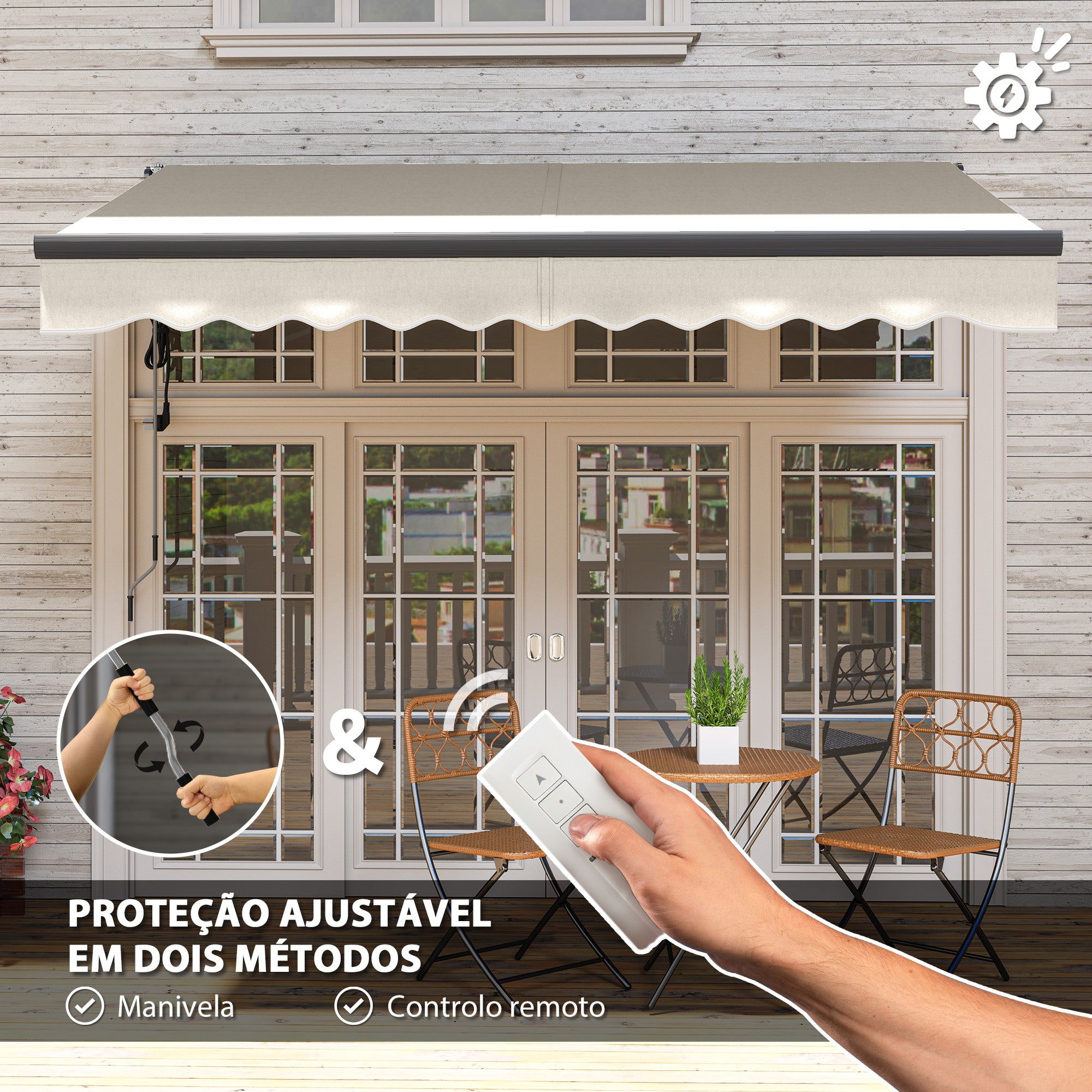 Toldo Elétrico Retrátil Creme Branco 296x250 cm