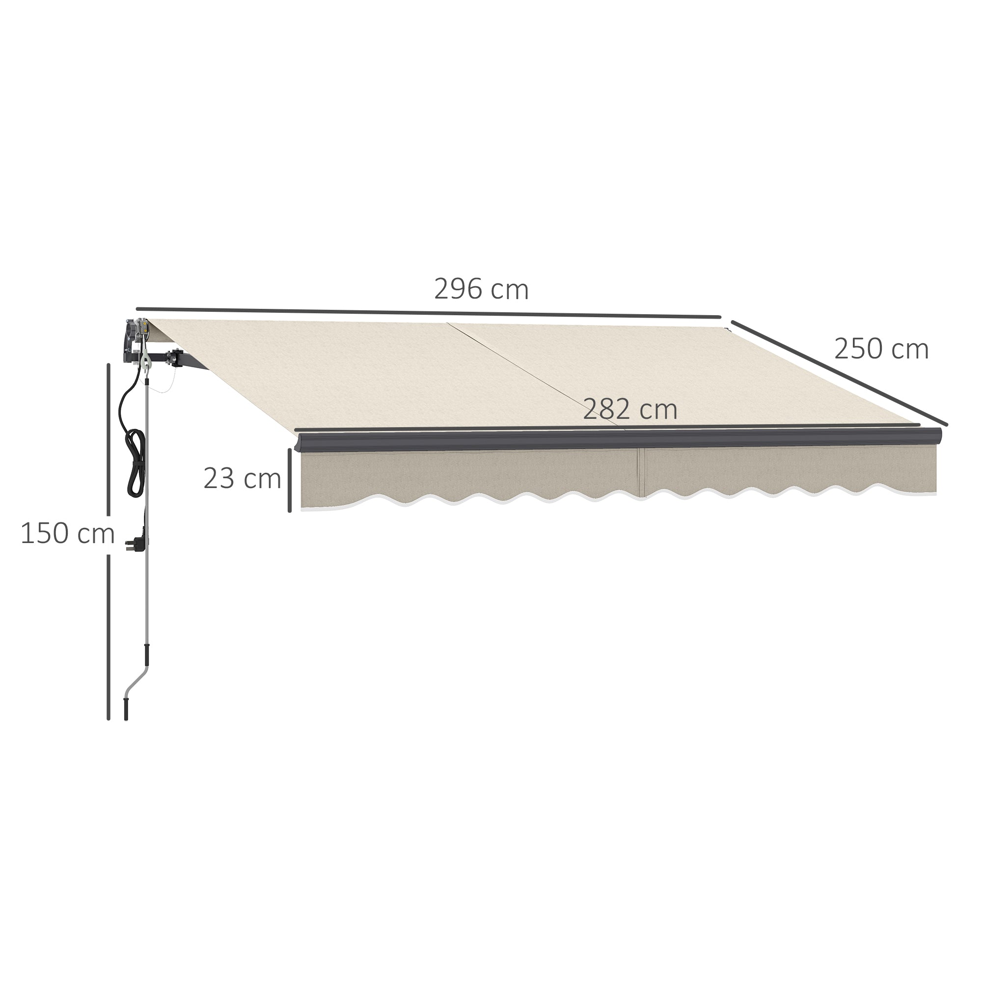 Toldo Elétrico Retrátil Creme Branco 296x250 cm
