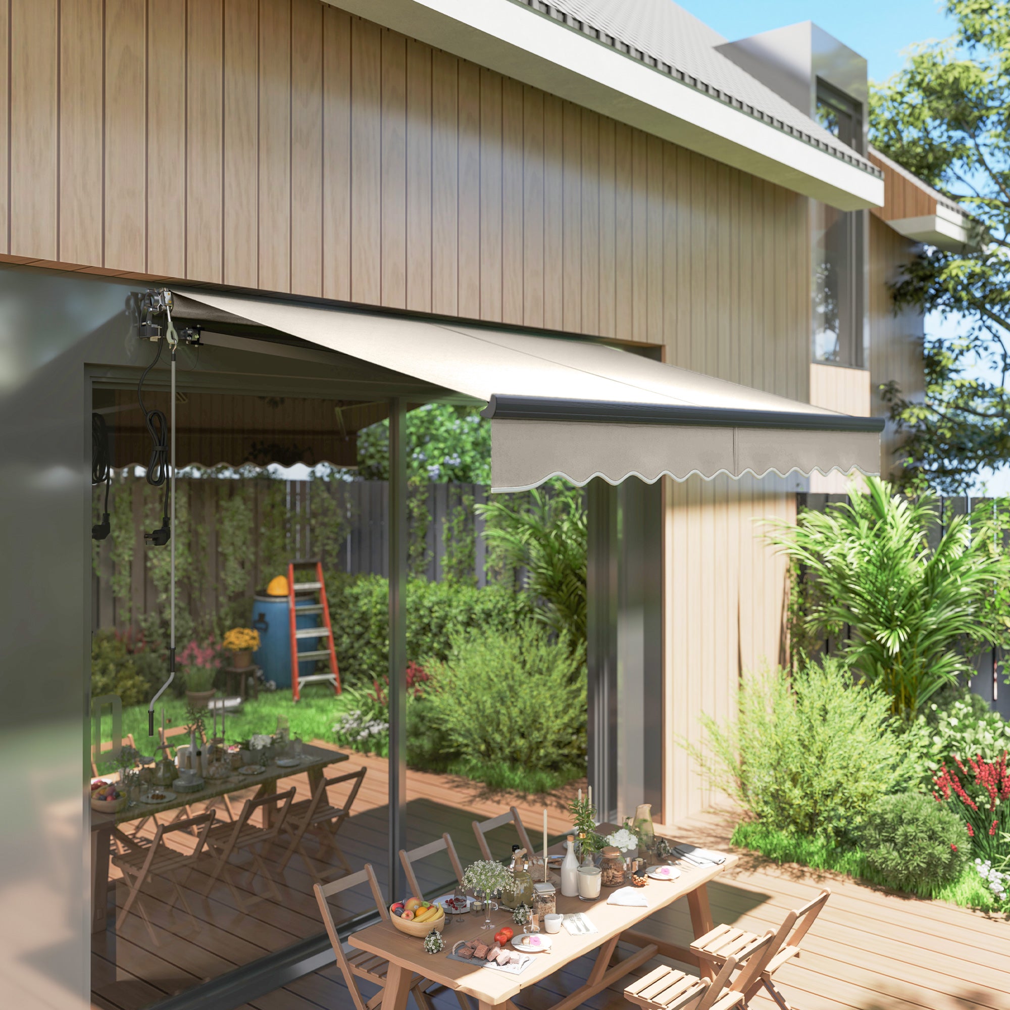 Toldo Elétrico Retrátil Creme Branco 296x250 cm