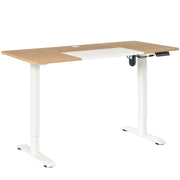 Secretária Elétrica de Pé 140x70x72-116 cm Branco e Natural
