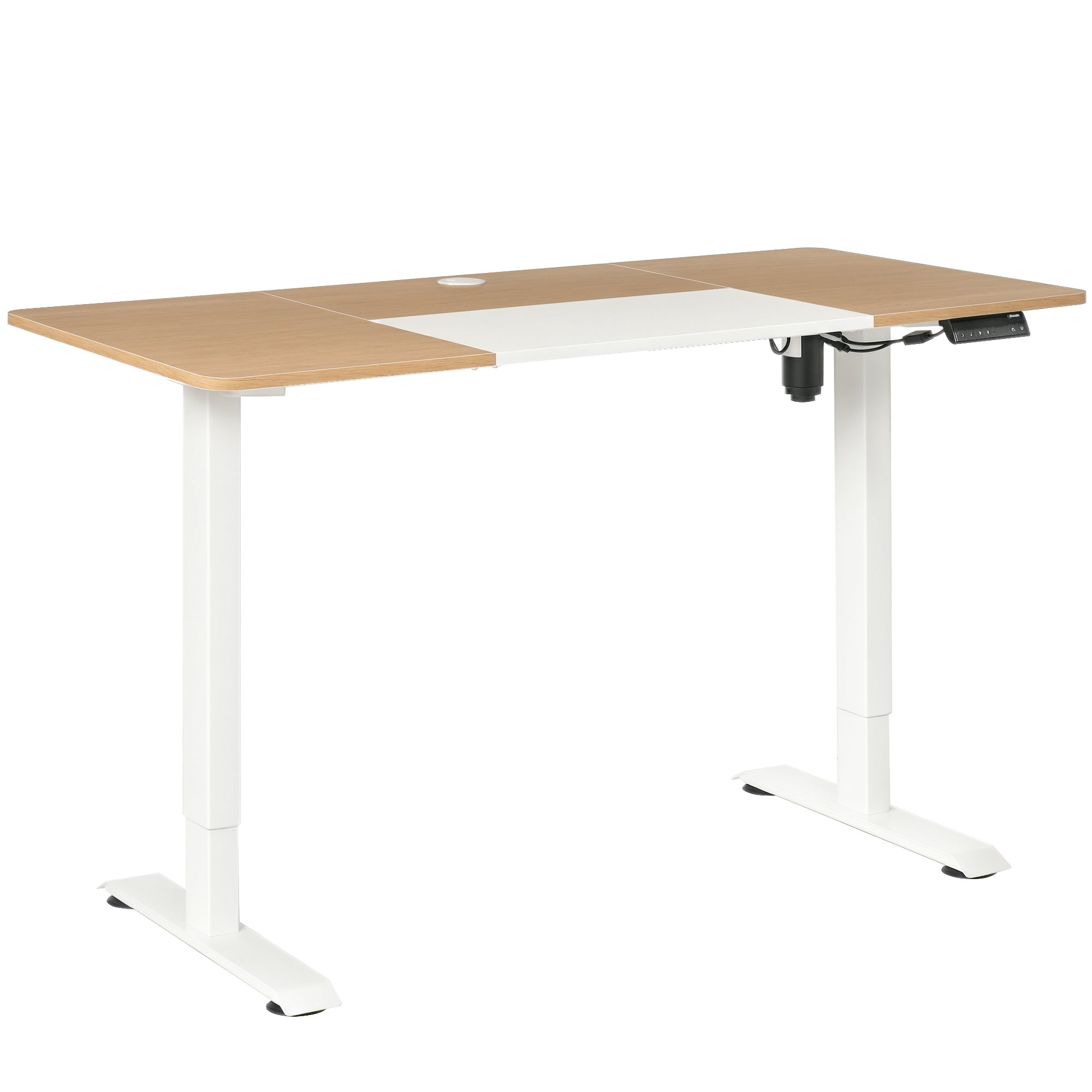 Secretária Elétrica de Pé 140x70x72-116 cm Branco e Natural