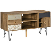 Móvel de TV com Prateleira de Armazenamento 4 Gavetas e Pés de Metal 120x39x64cm Marrom
